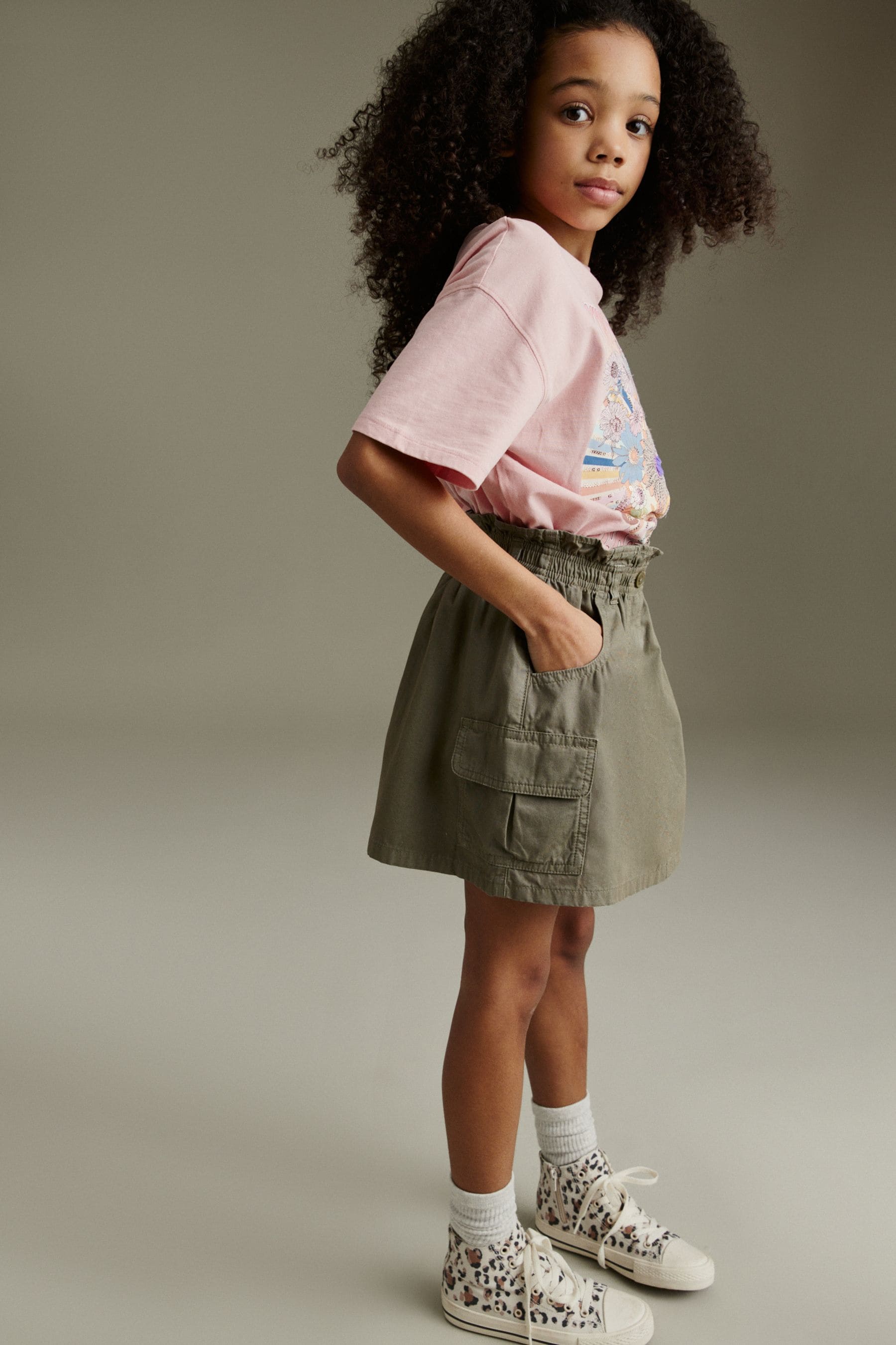 Khaki Green 100% Cotton Cargo Skirt (3-16yrs)