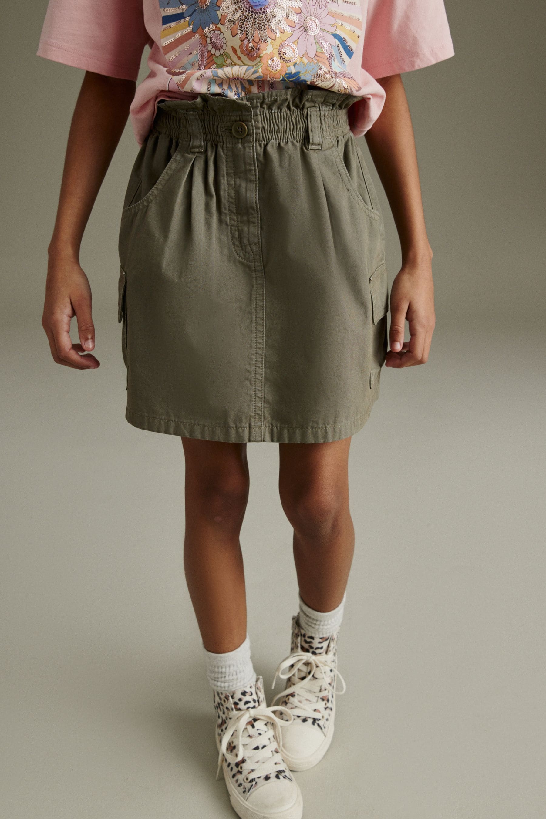 Khaki Green 100% Cotton Cargo Skirt (3-16yrs)