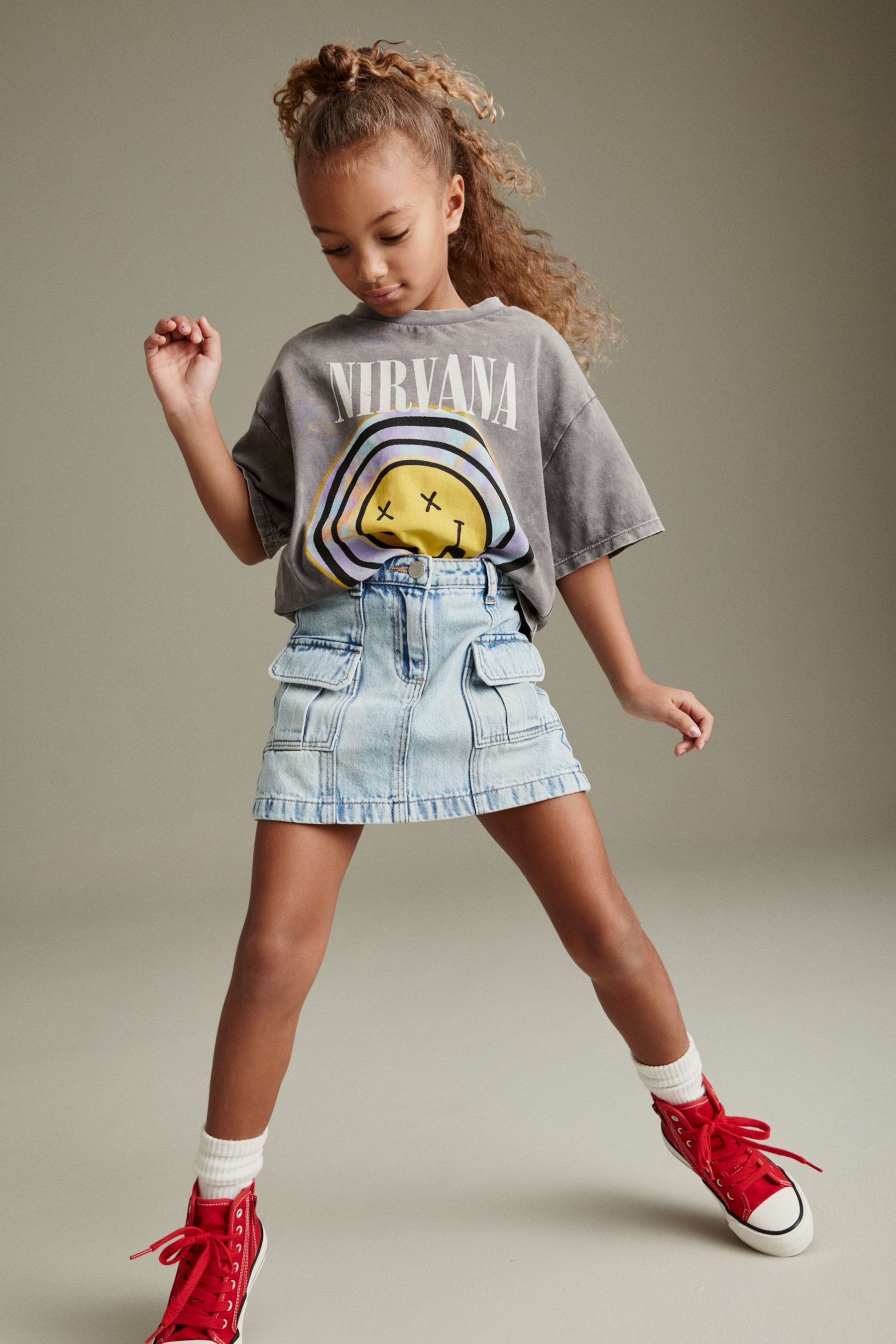 Denim Lightwash 100% Cotton Cargo Skirt (3-16yrs)