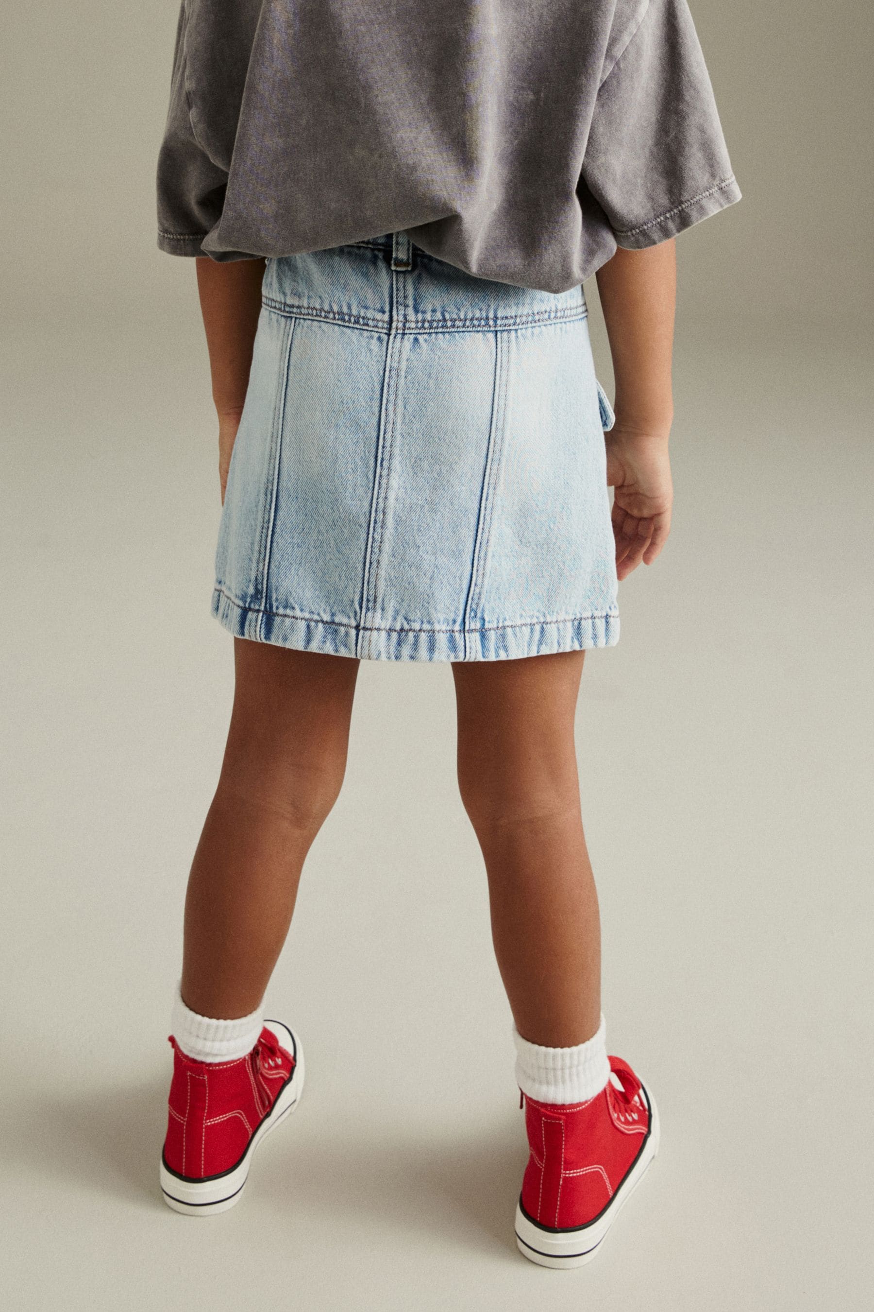 Denim Lightwash 100% Cotton Cargo Skirt (3-16yrs)