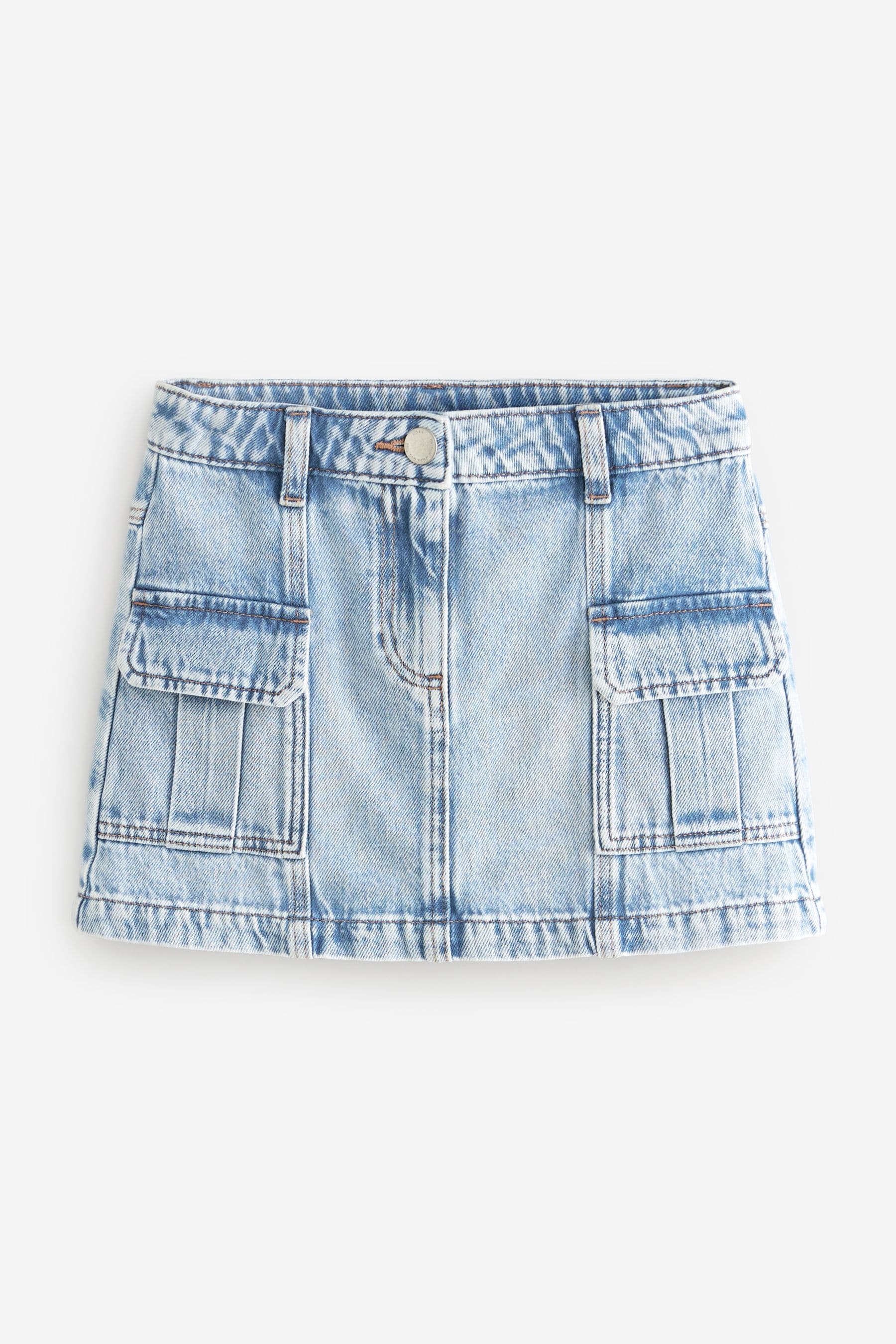 Denim Lightwash 100% Cotton Cargo Skirt (3-16yrs)