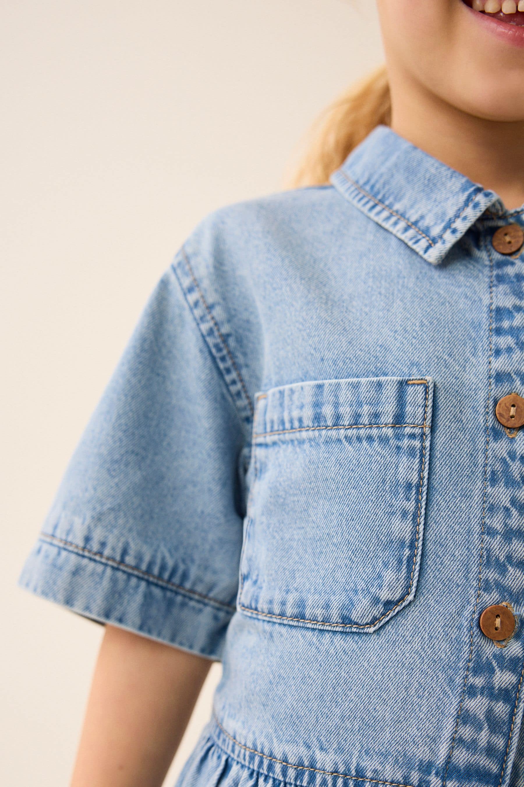 Blue Denim Shirt Playsuit (3-16yrs)