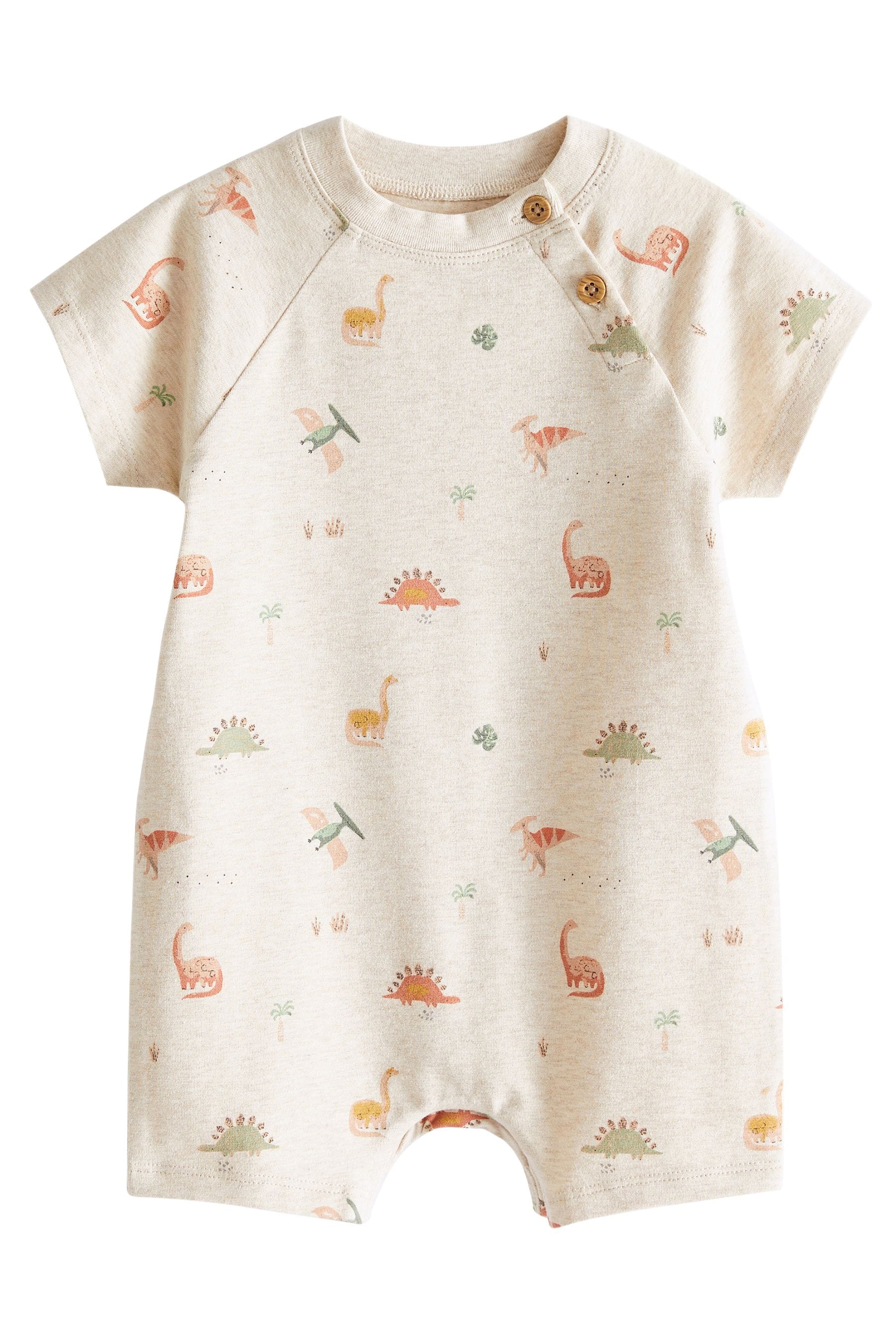 Neutral Dinosaur Baby Jersey Rompers 3 Pack