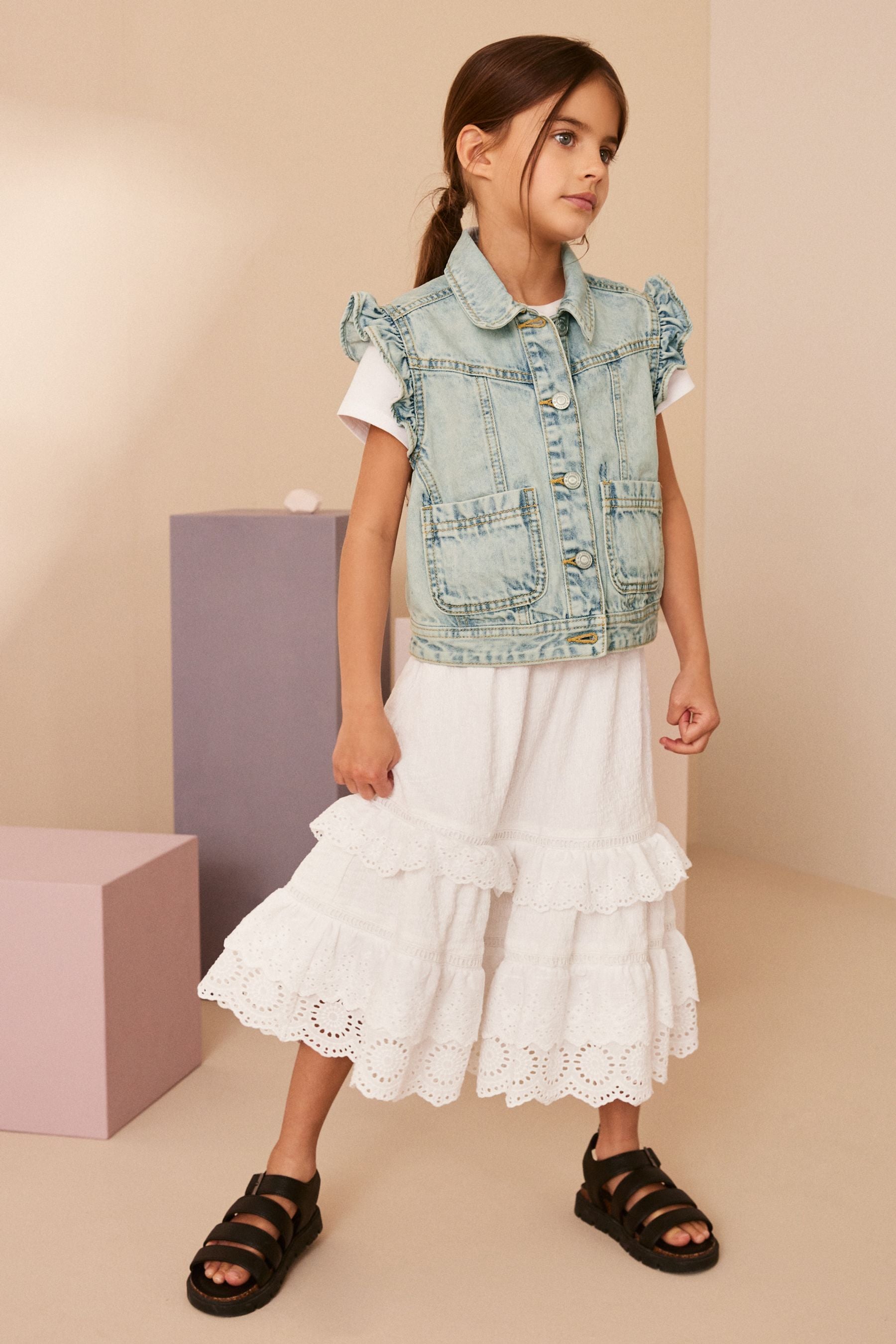 Denim Frill Waistcoat (3-16yrs)