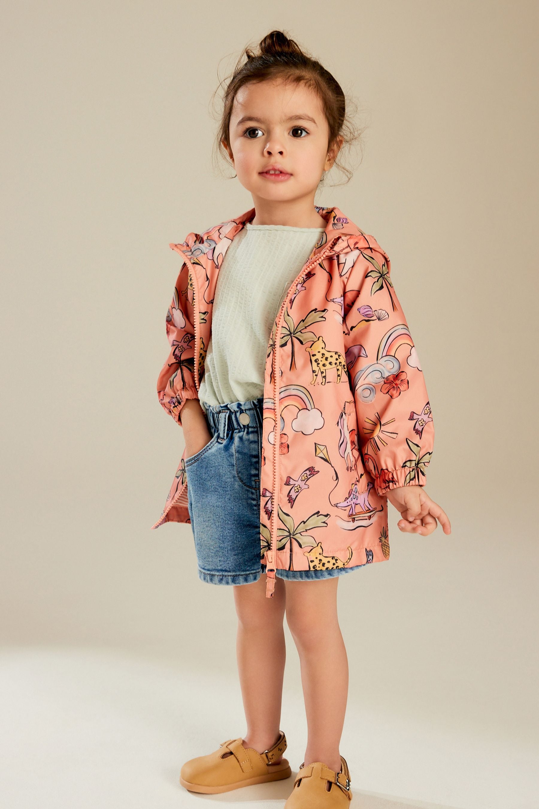 Peach Pink Shower Resistant Printed Cagoule (3mths-7yrs)