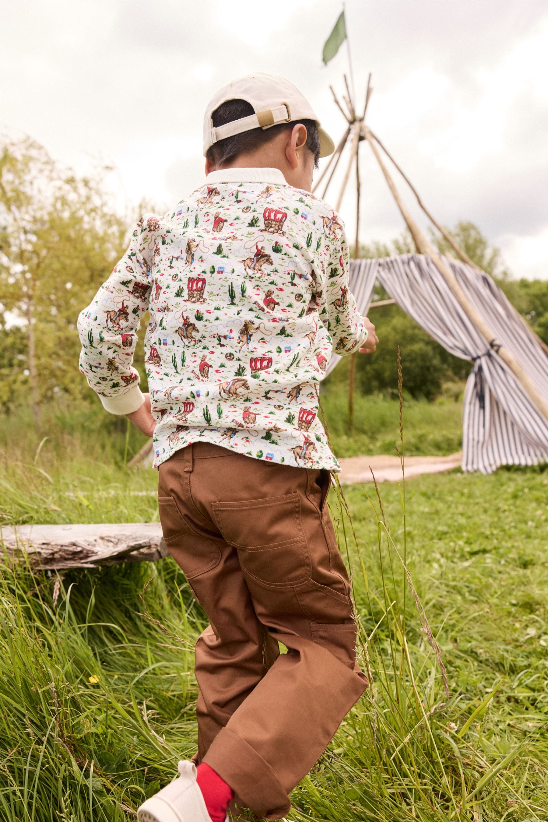 Ecru White Cath Kidston 100% Cotton Long Sleeve Polo Shirt (3mths-7yrs)