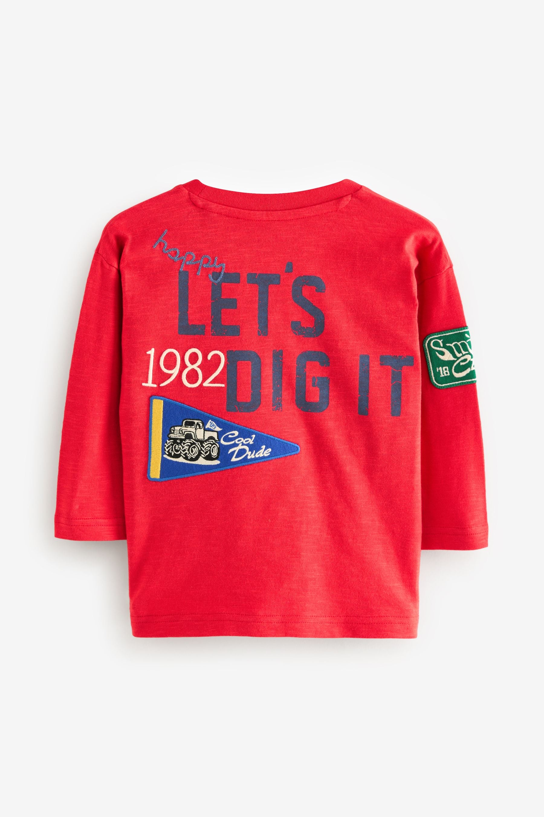 Red Badges 100% Cotton Long Sleeve Varsity T-Shirt (3mths-7yrs)