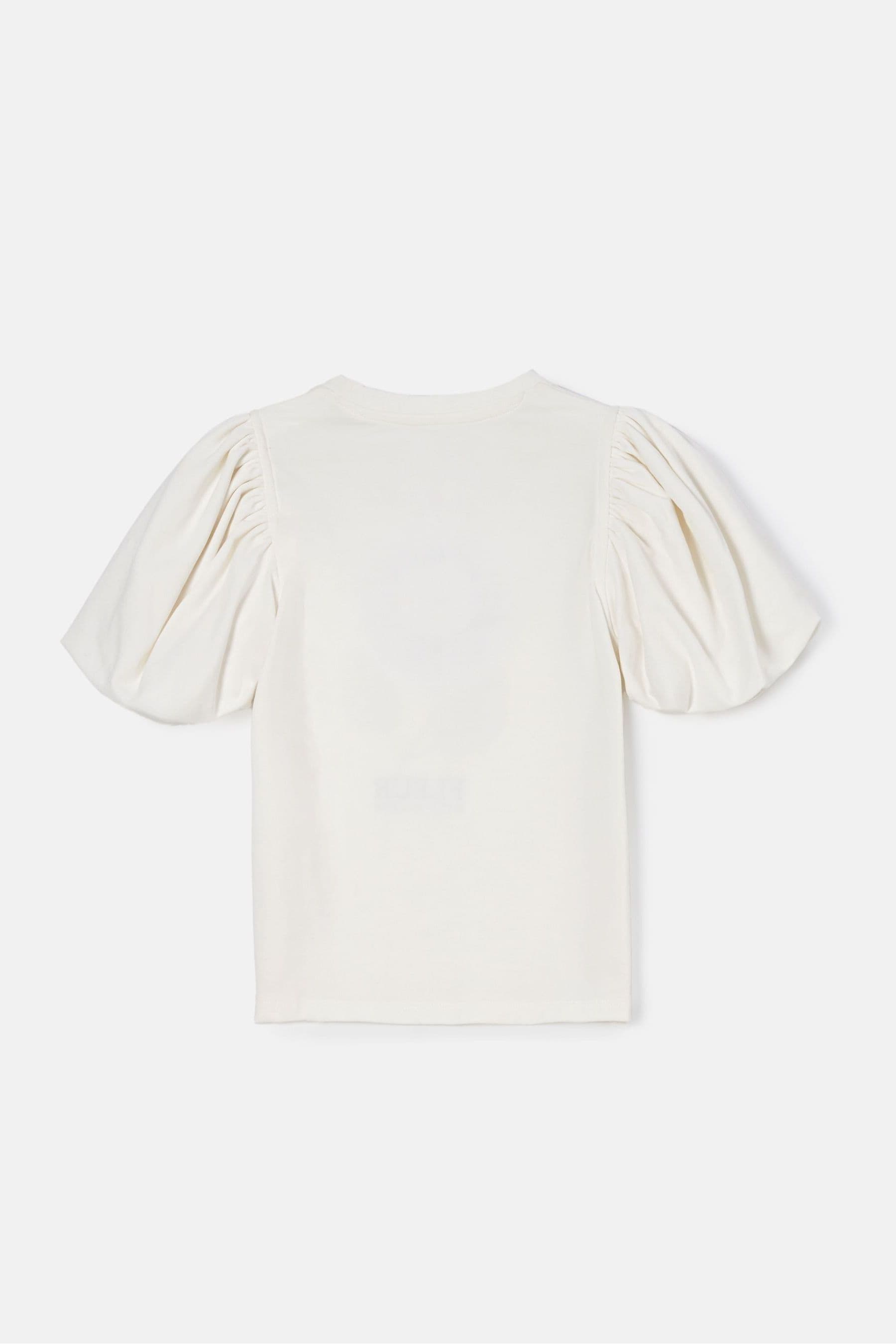 Ivory Cream Angel & Rocket Fleur Puff Sleeve T-Shirt