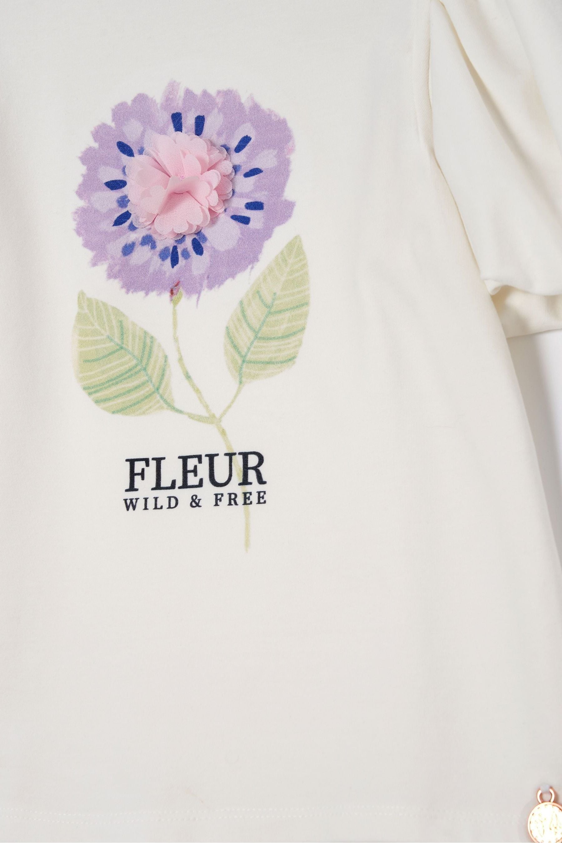 Angel & Rocket Ivory Cream Fleur Puff Sleeve T-Shirt