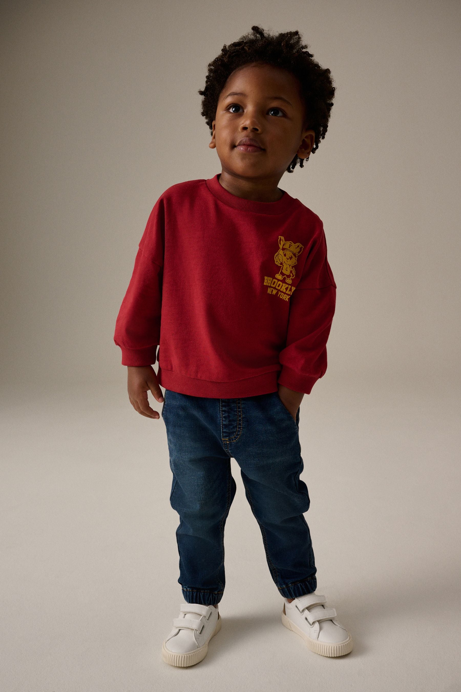 Red 100% Cotton Long Sleeve Varsity T-Shirt (3mths-7yrs)