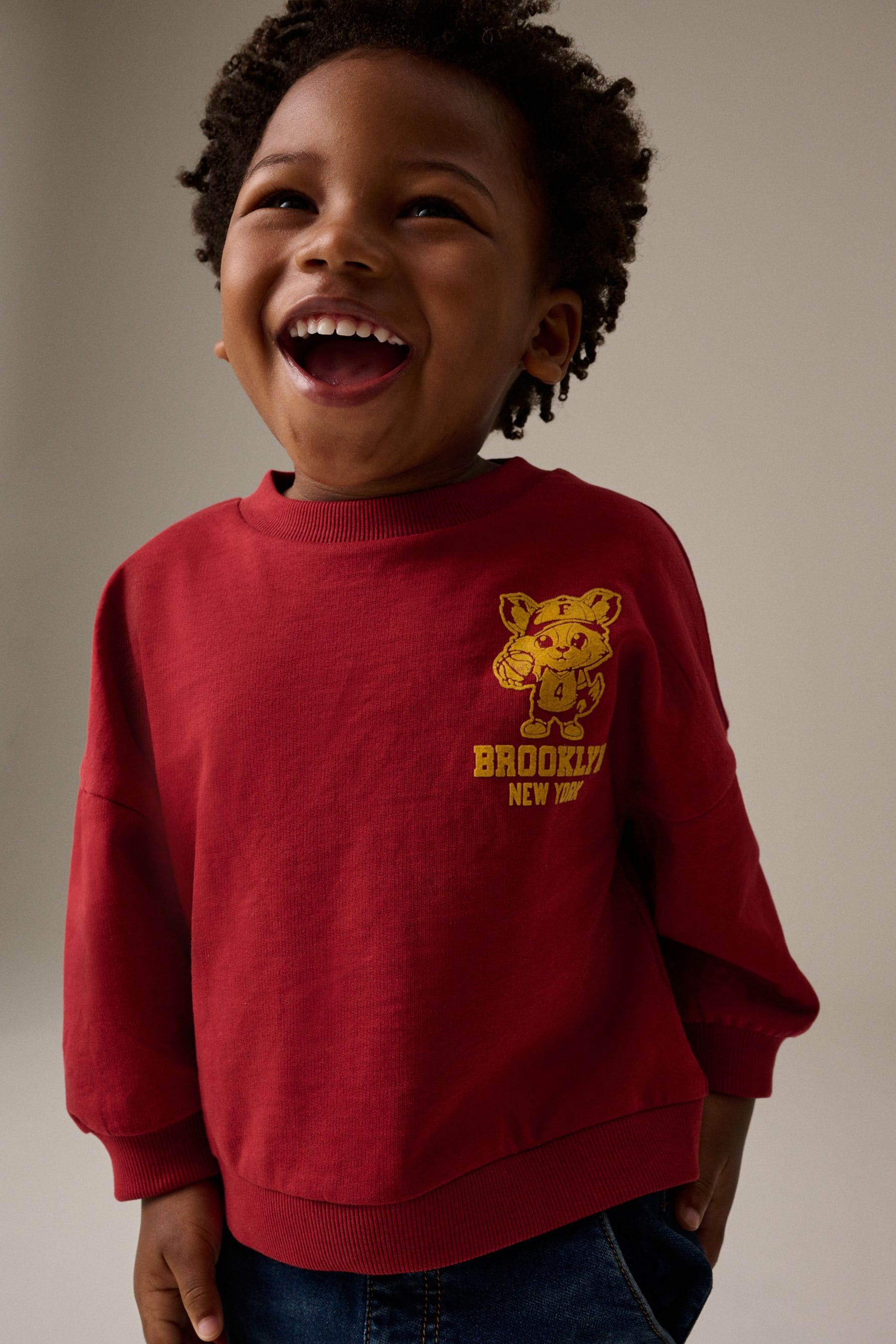 Red 100% Cotton Long Sleeve Varsity T-Shirt (3mths-7yrs)