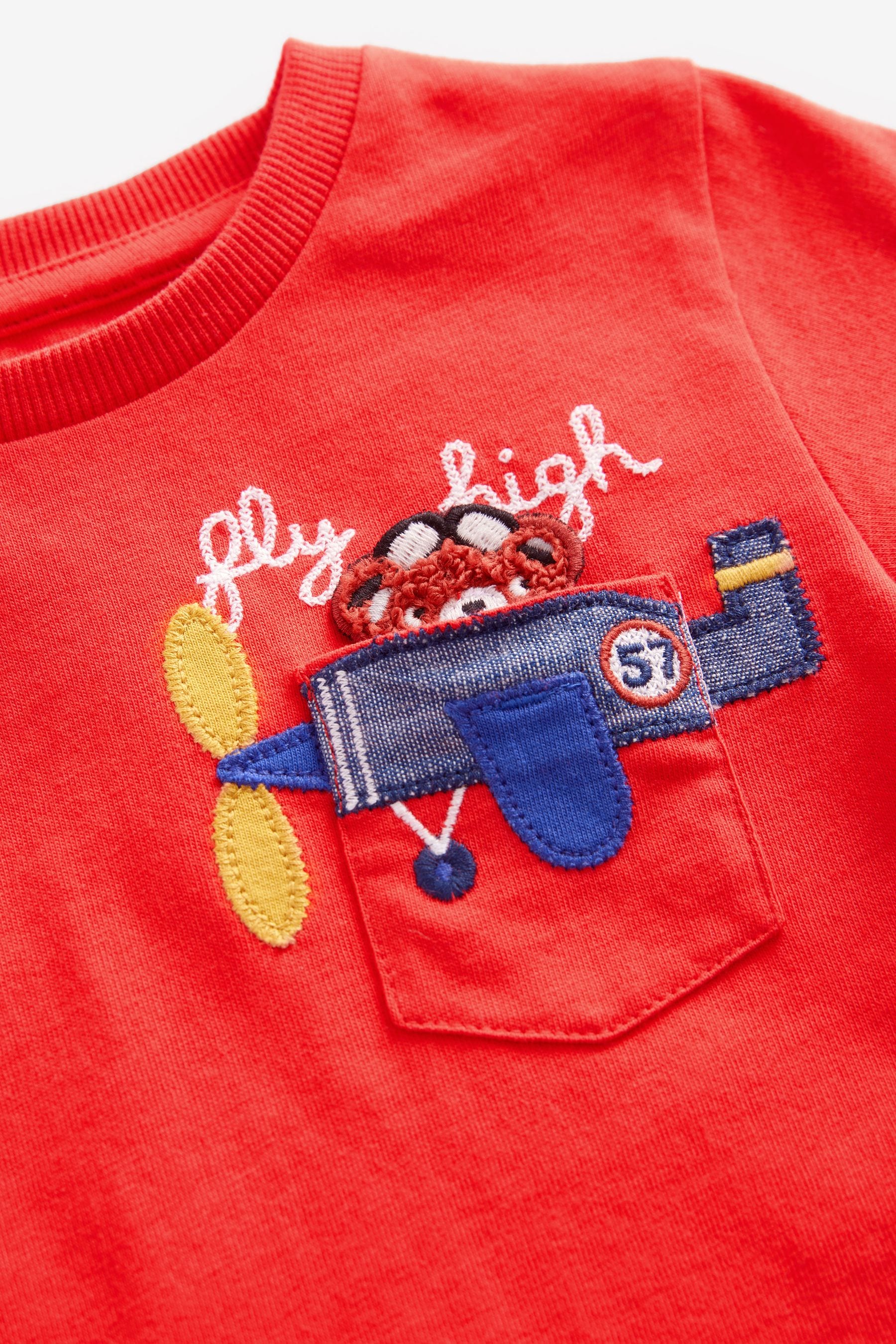 Red Plane Pocket Long Sleeve Interactive T-Shirt (3mths-7yrs)