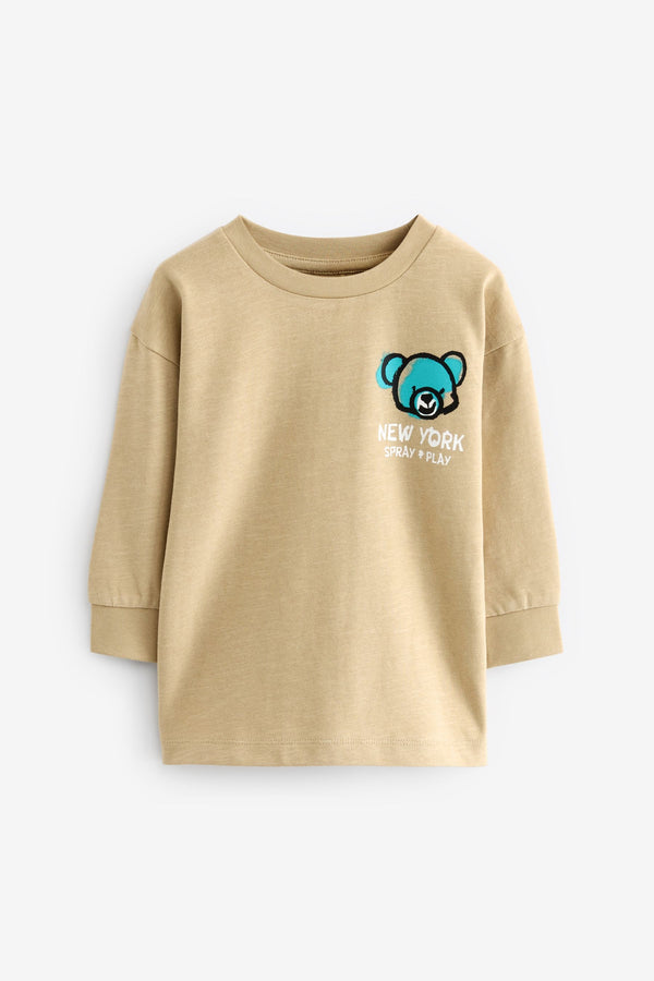 Neutral Bear Long Sleeve 100% Cotton T-Shirt (3mths-7yrs)