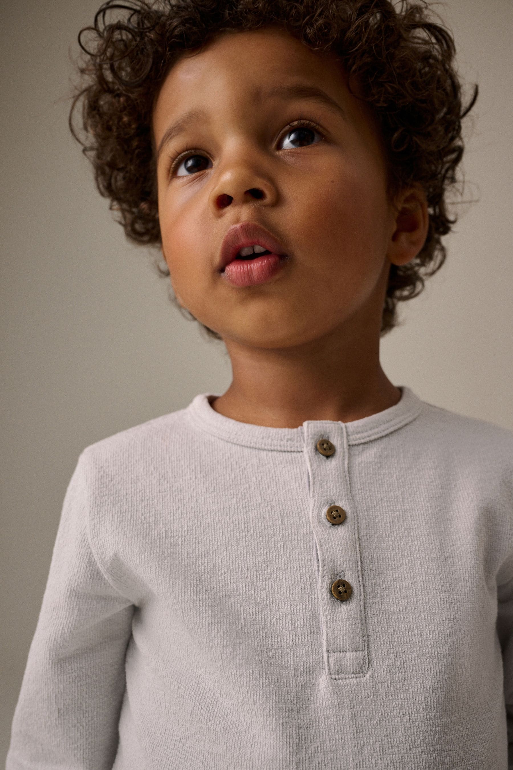 Grey Long Sleeve Henley Neck T-Shirt (3mths-7yrs)