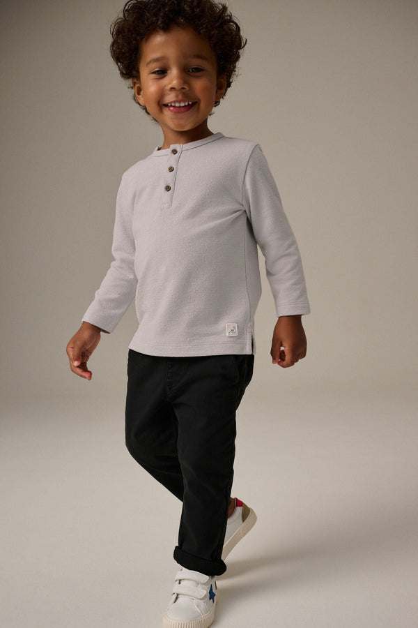 Grey Long Sleeve Henley Neck T-Shirt (3mths-7yrs)