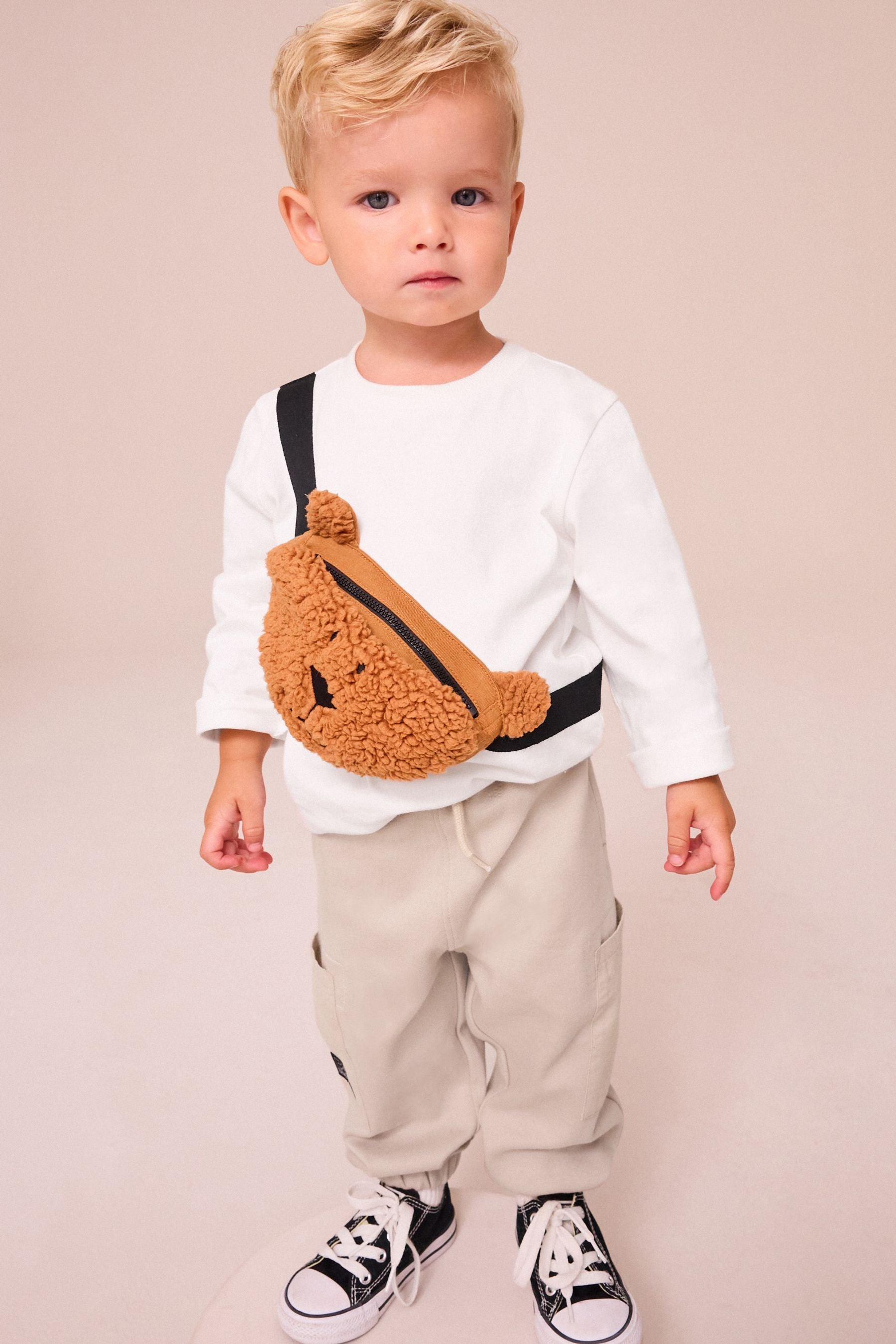 White Bear Long Sleeve 100% Cotton Bumbag T-Shirt And Joggers Set (3mths-7yrs)