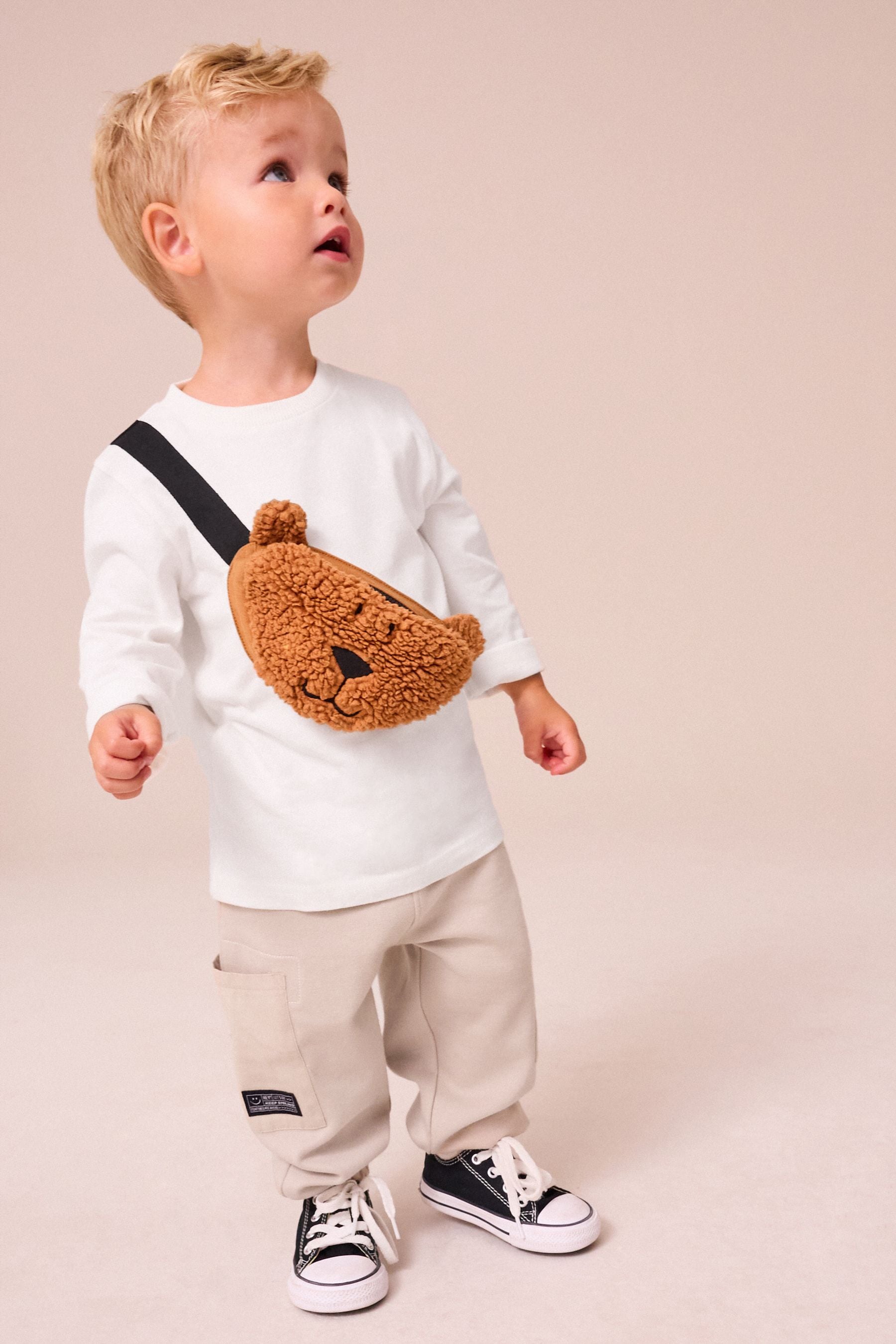 White Bear Long Sleeve 100% Cotton Bumbag T-Shirt And Joggers Set (3mths-7yrs)