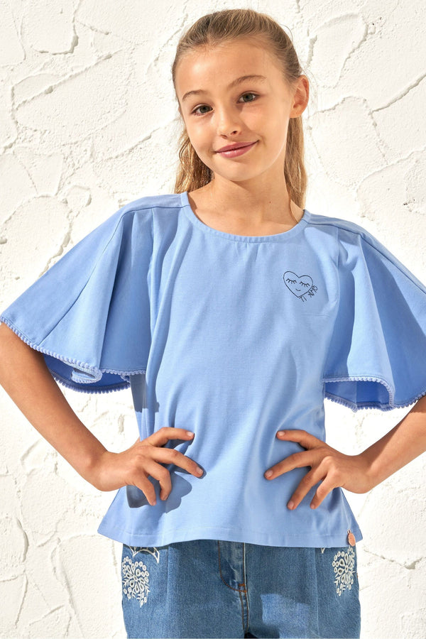 Angel & Rocket Blue Natalia Cape Sleeve Top