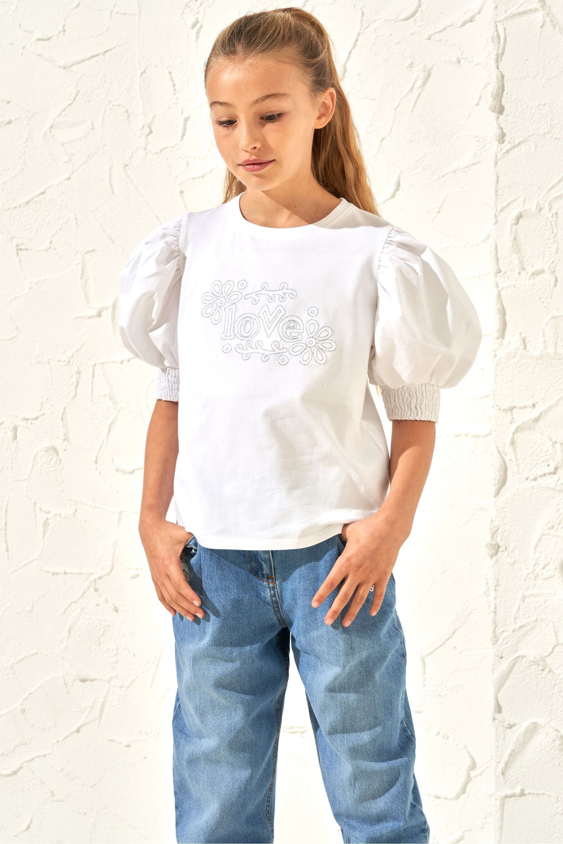 White Angel & Rocket Embellished Love Alessia T-Shirt