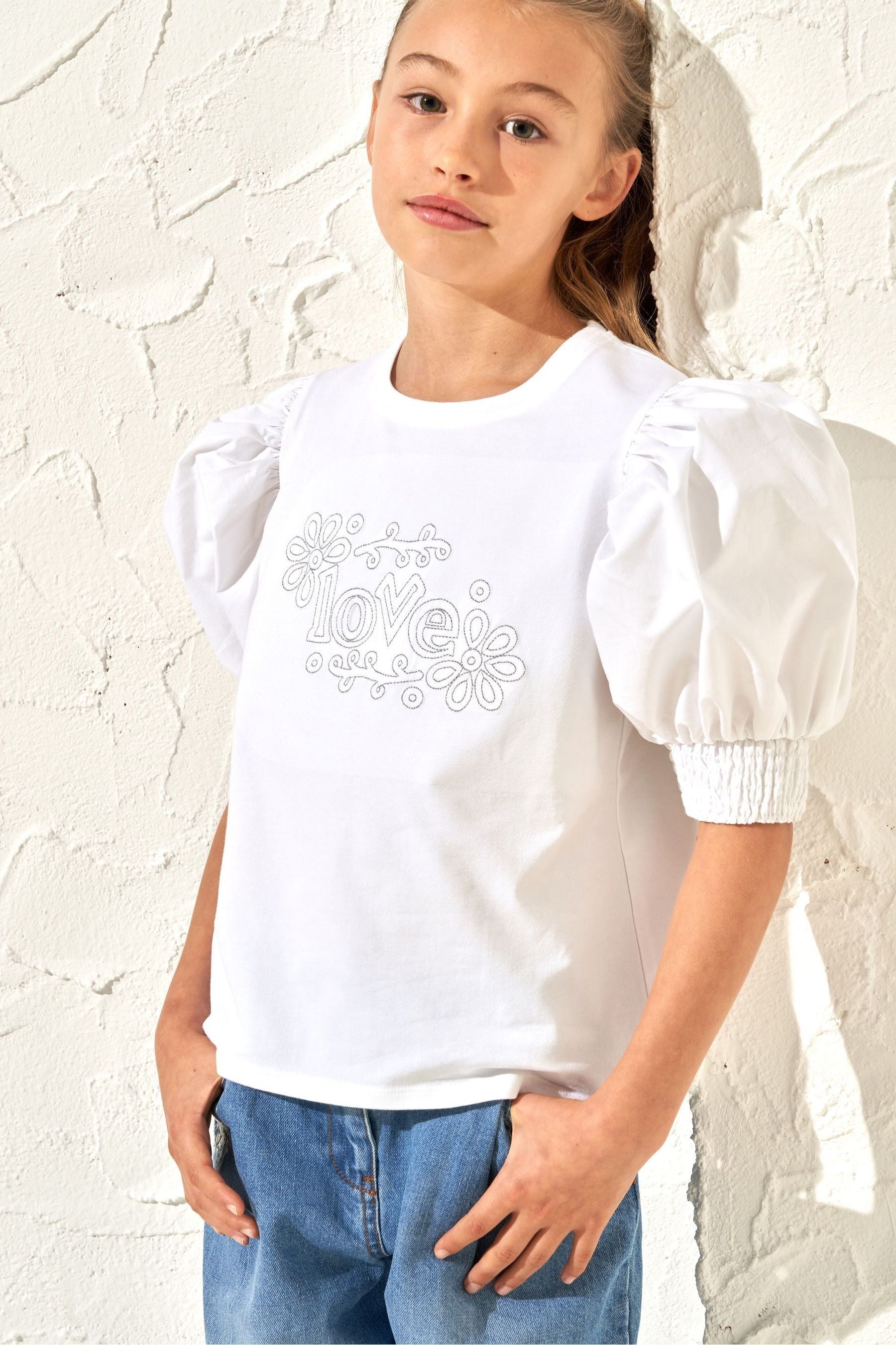 White Angel & Rocket Embellished Love Alessia T-Shirt