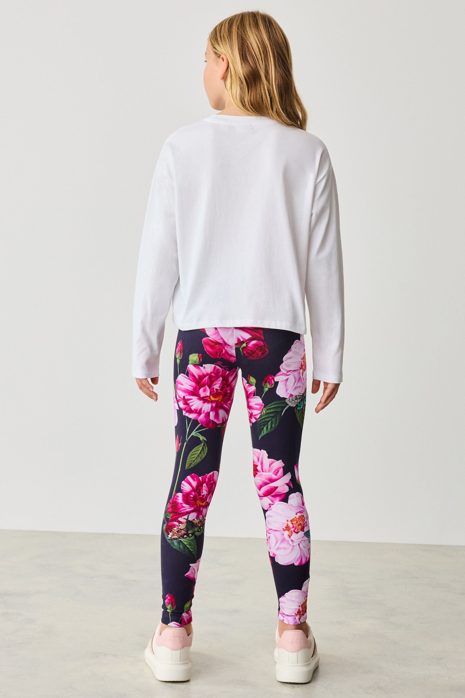 Baker by Ted Baker Navy 100% Cotton Floral Graphic T-Shirt And Legging Set