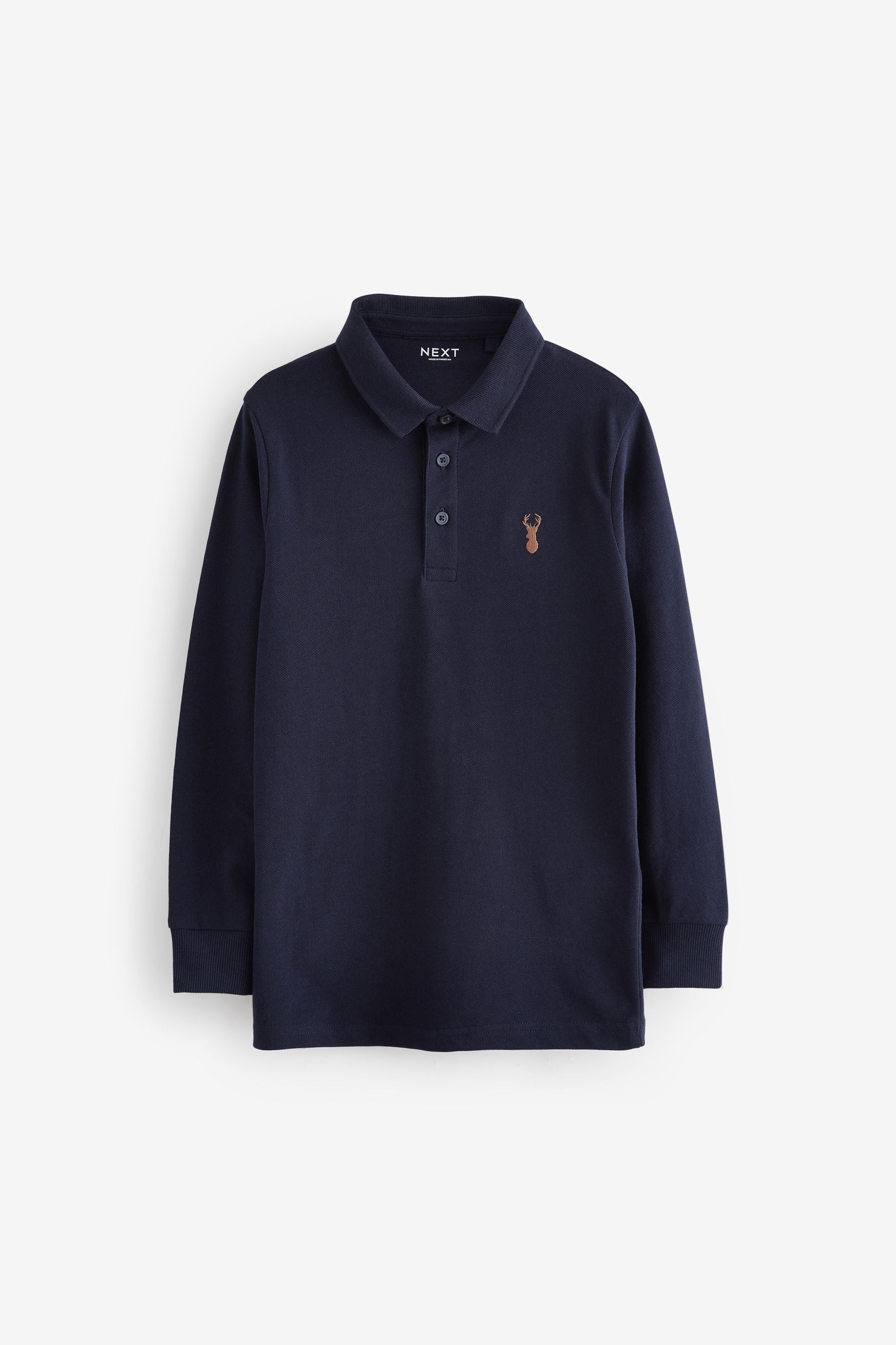 Navy Blue Long Sleeve Polo Shirt (3-16yrs)