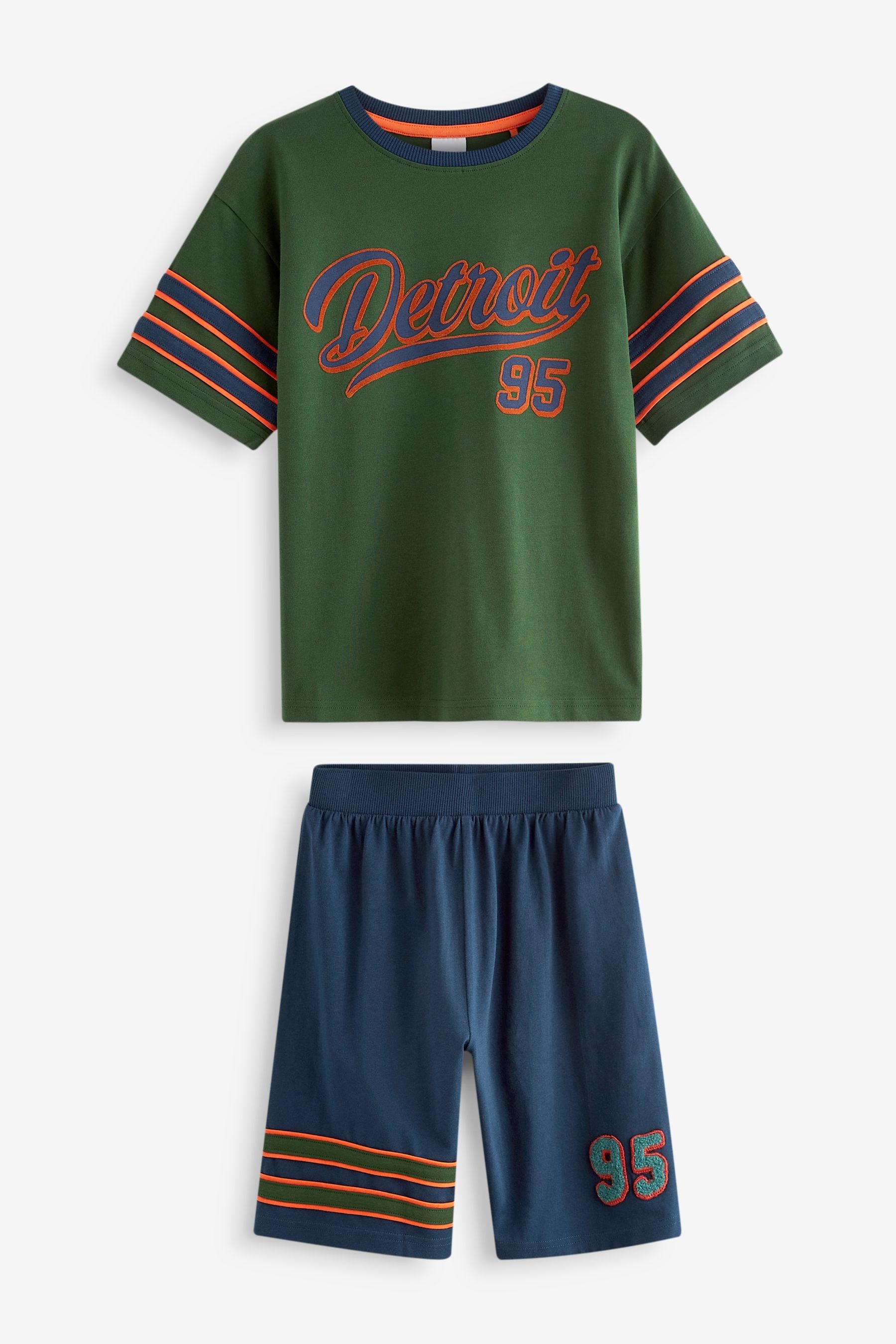 Green/Navy Detroit/ New York Short Pyjamas 2 Pack (3-16yrs)