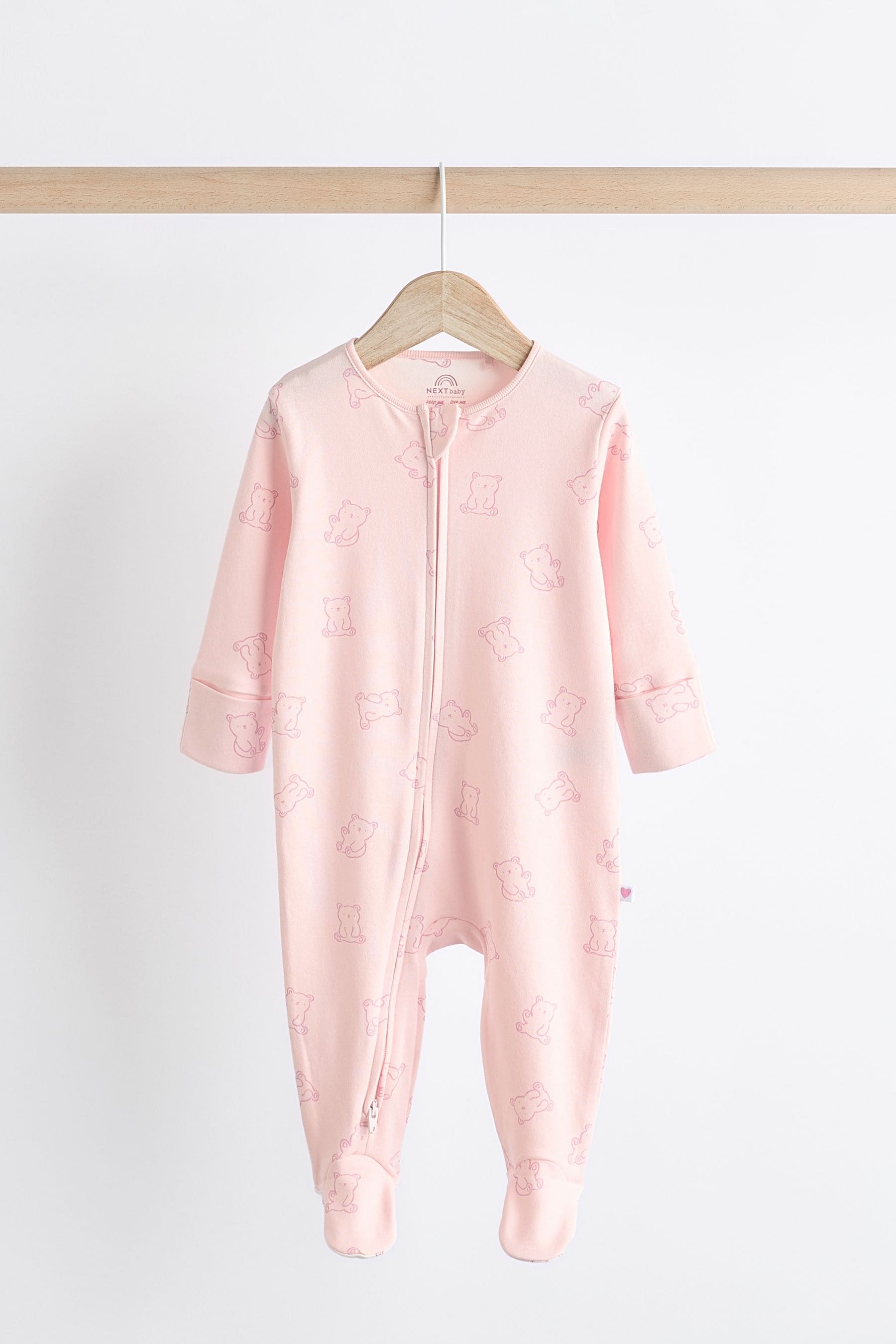 Pink Baby Pink Printed 3 Pack Sleepsuits (0-2yrs)