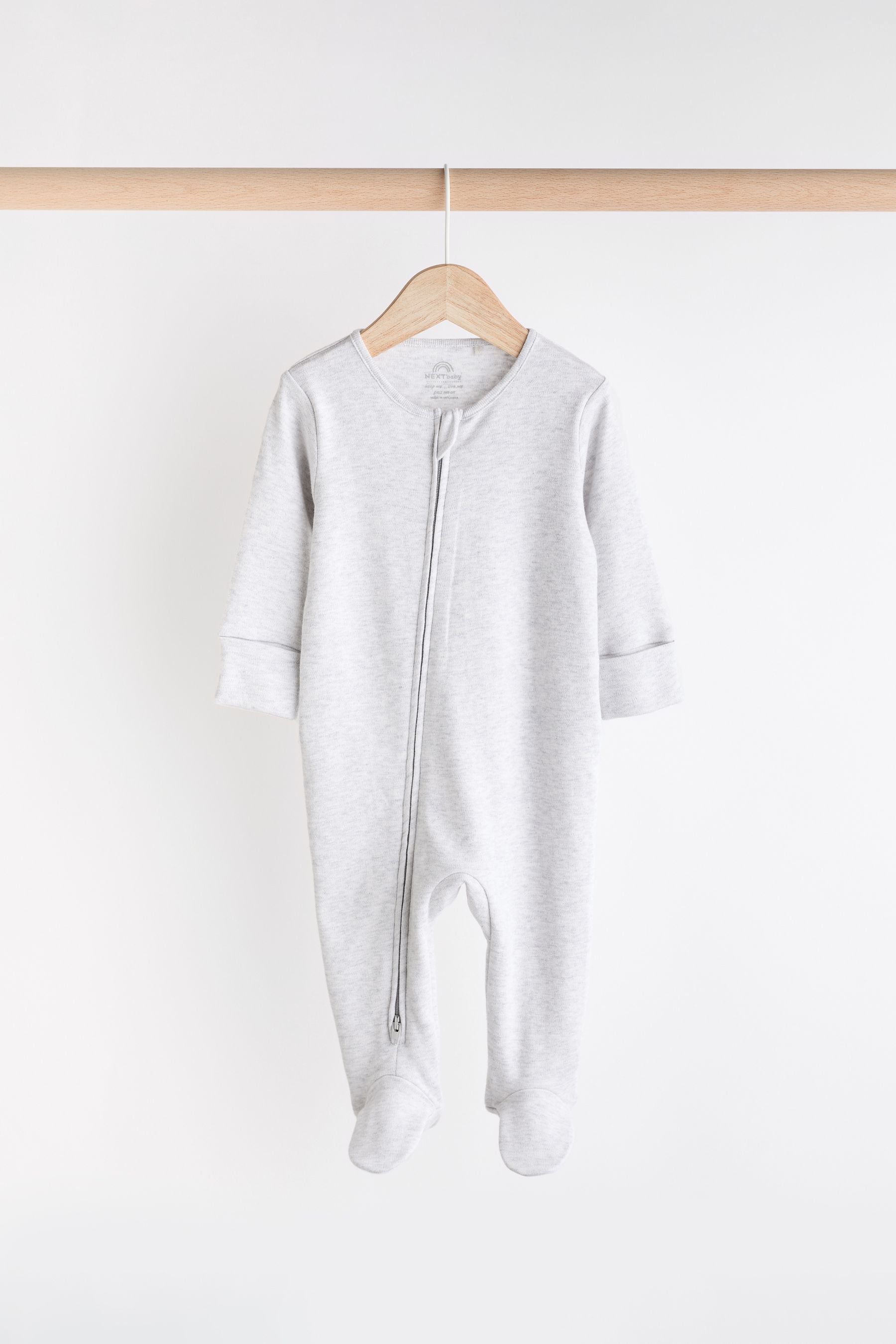 Grey Cotton Baby Sleepsuits 3 Pack (0-3yrs)