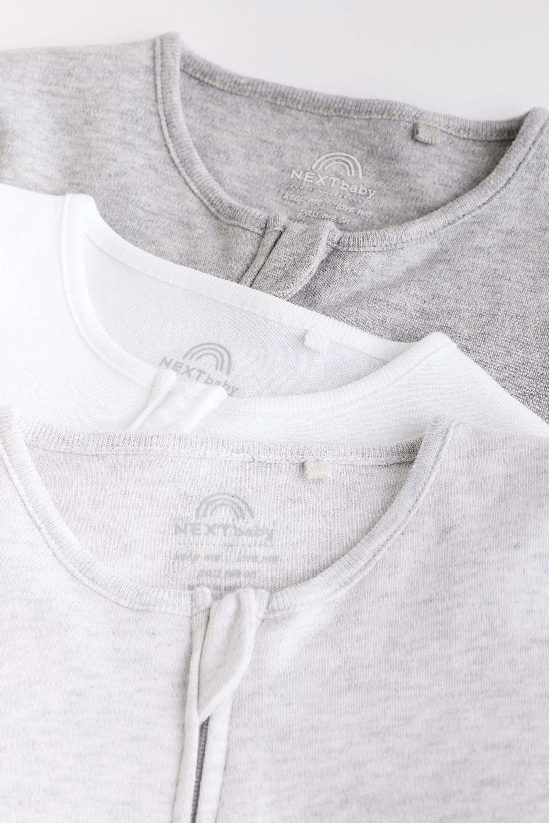 Grey Cotton Baby Sleepsuits 3 Pack (0-3yrs)