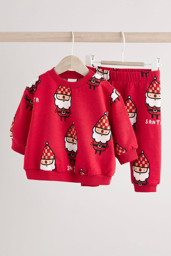 Red Santa Baby Christmas Cosy Sweatshirt and Joggers Set (0mths-2yrs)