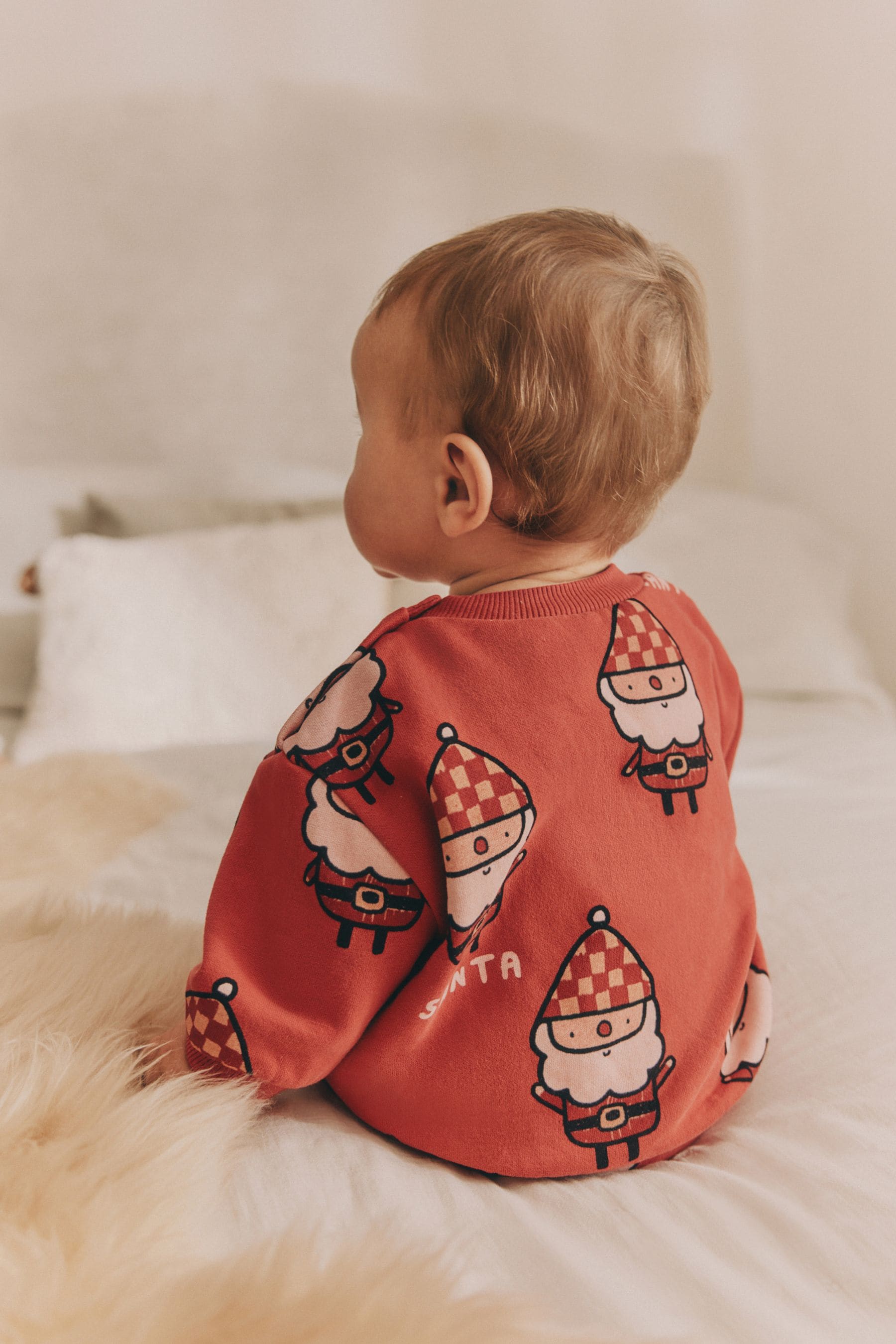 Red Santa Baby Christmas Cost Sweatshirt and Joggers Set (0mths-2yrs)