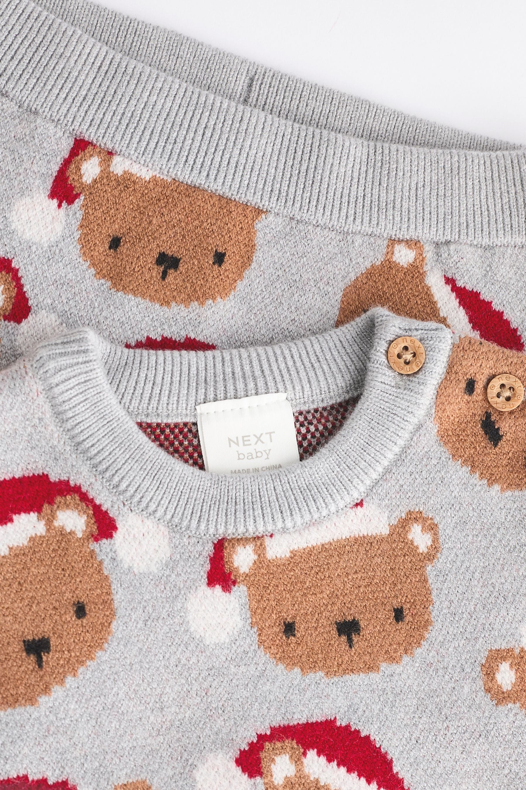 Grey Bear Christmas Knitted Jumper and Leggings Baby Set (0mths-2yrs)