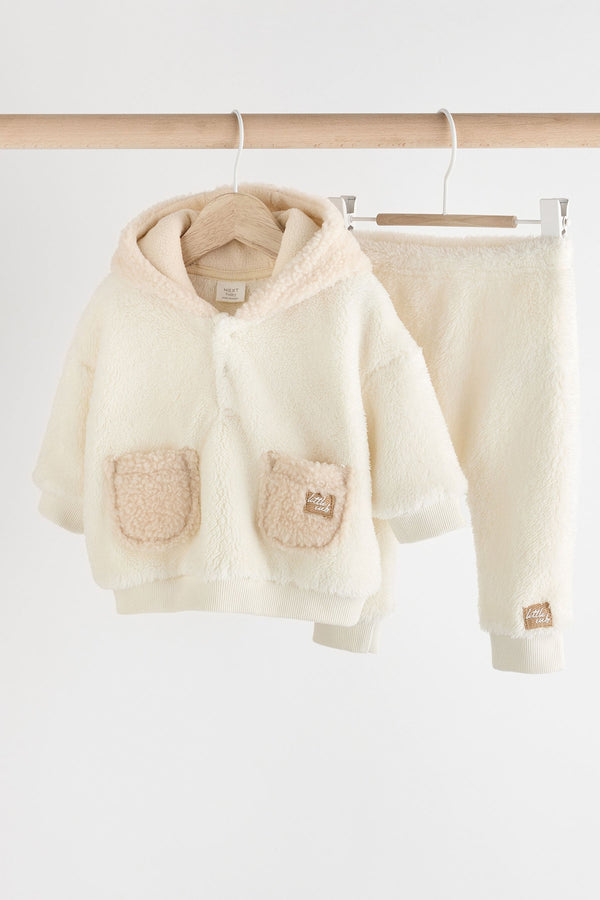 White Bear Cosy Borg Hooded Top and Joggers Set (0mths-2yrs)