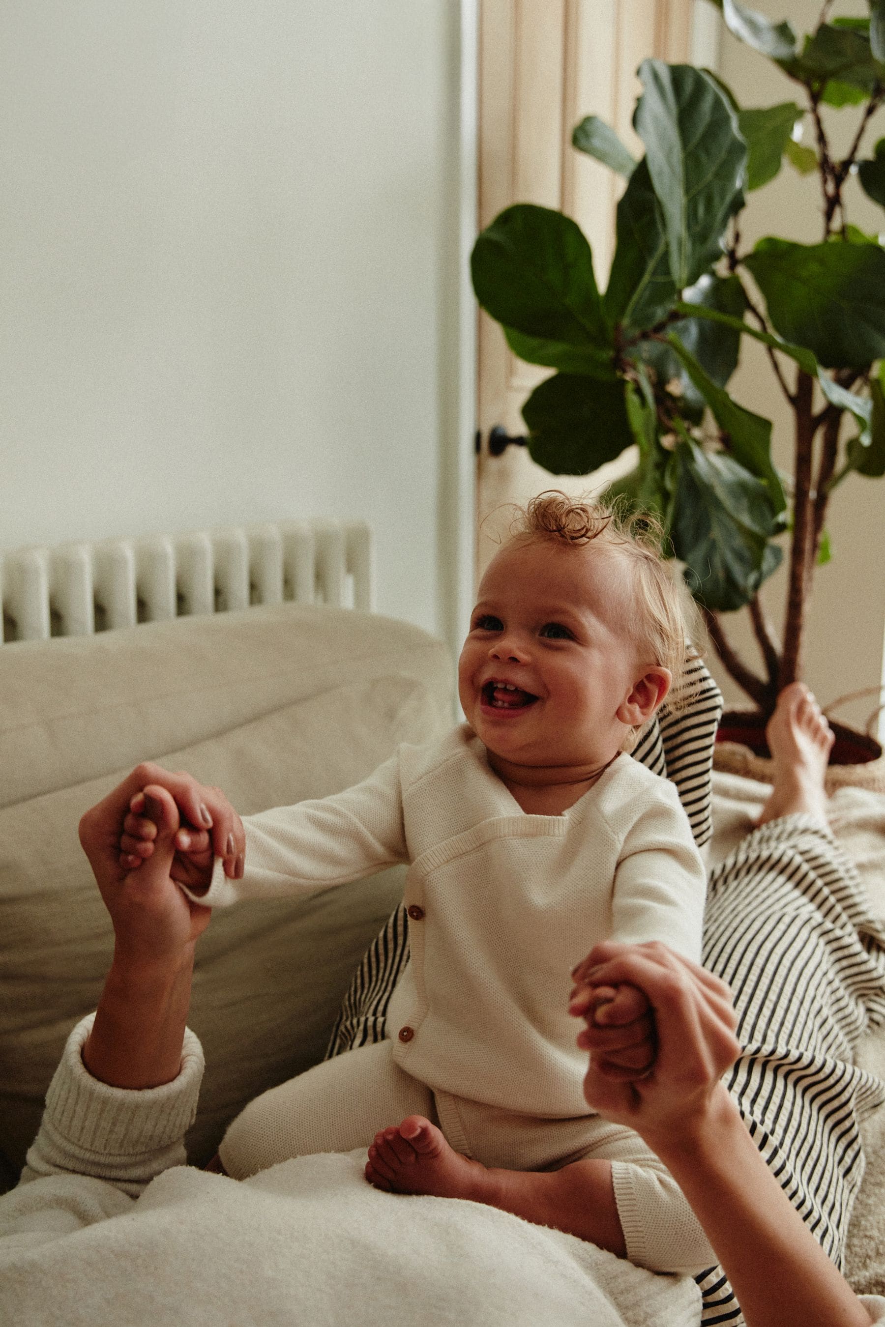 Cream Knitted Wrap Baby Romper (0mths-2yrs)