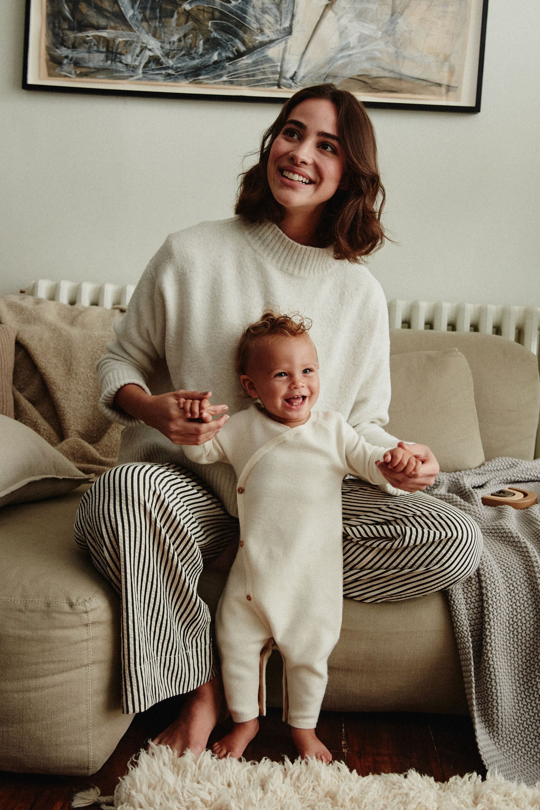 Cream Knitted Wrap Baby Romper (0mths-2yrs)