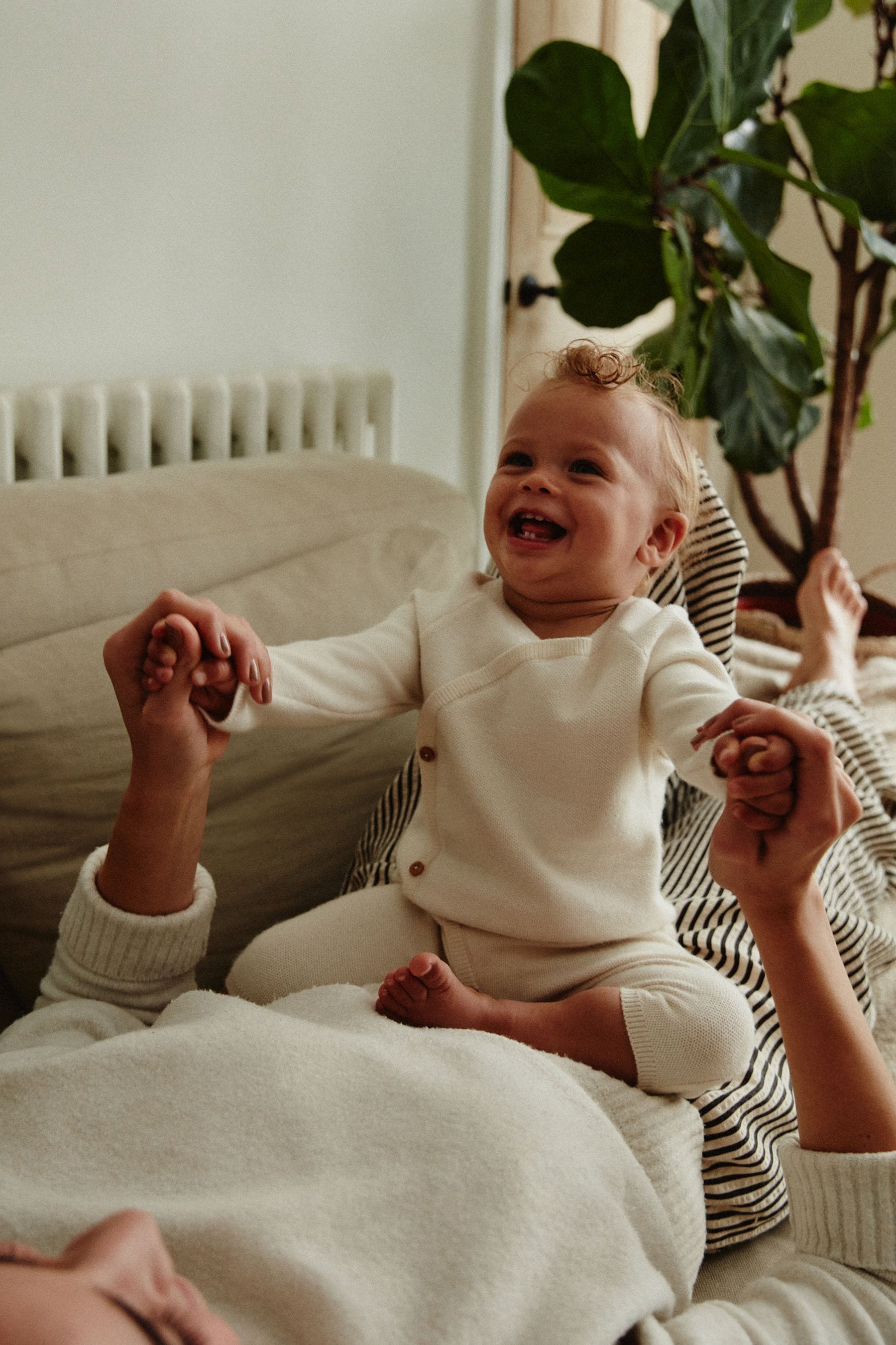 Cream Knitted Wrap Baby Romper (0mths-2yrs)