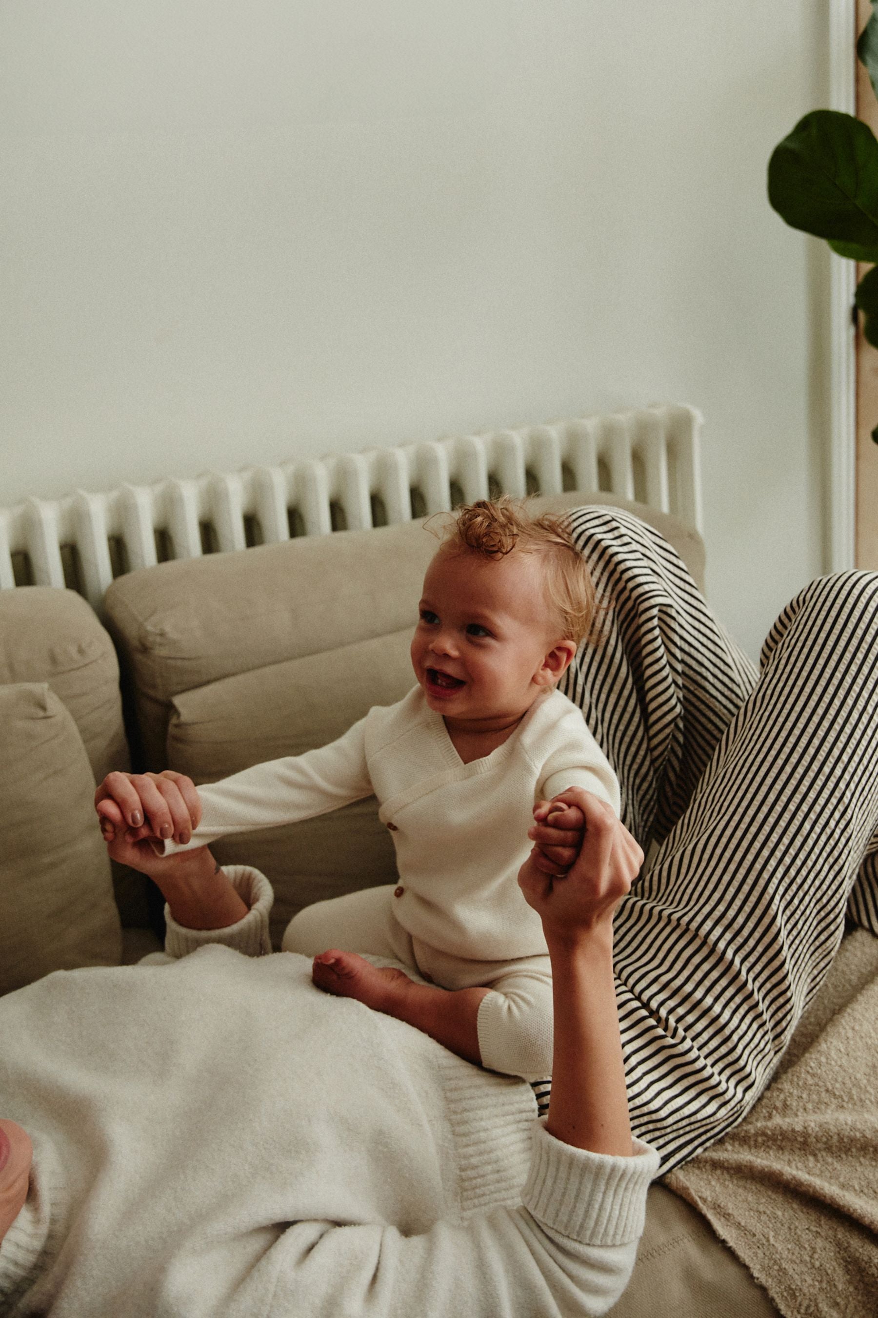 Cream Knitted Wrap Baby Romper (0mths-2yrs)