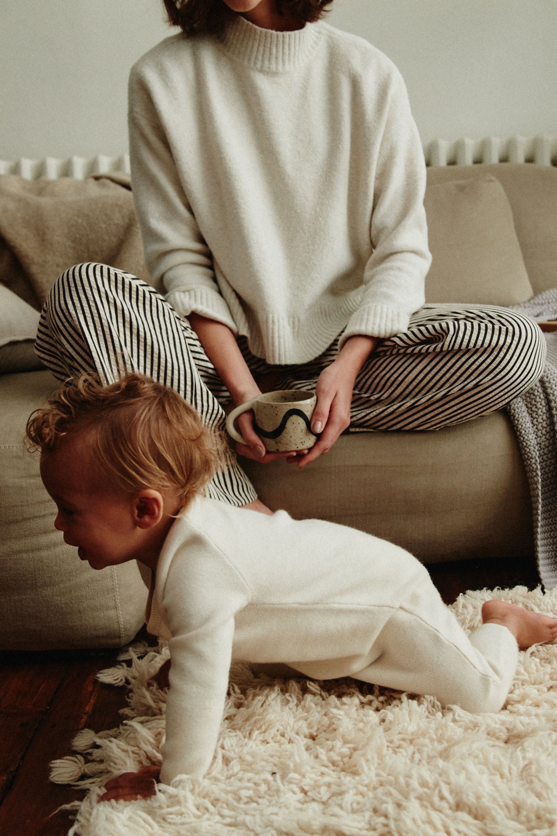 Cream Knitted Wrap Baby Romper (0mths-2yrs)