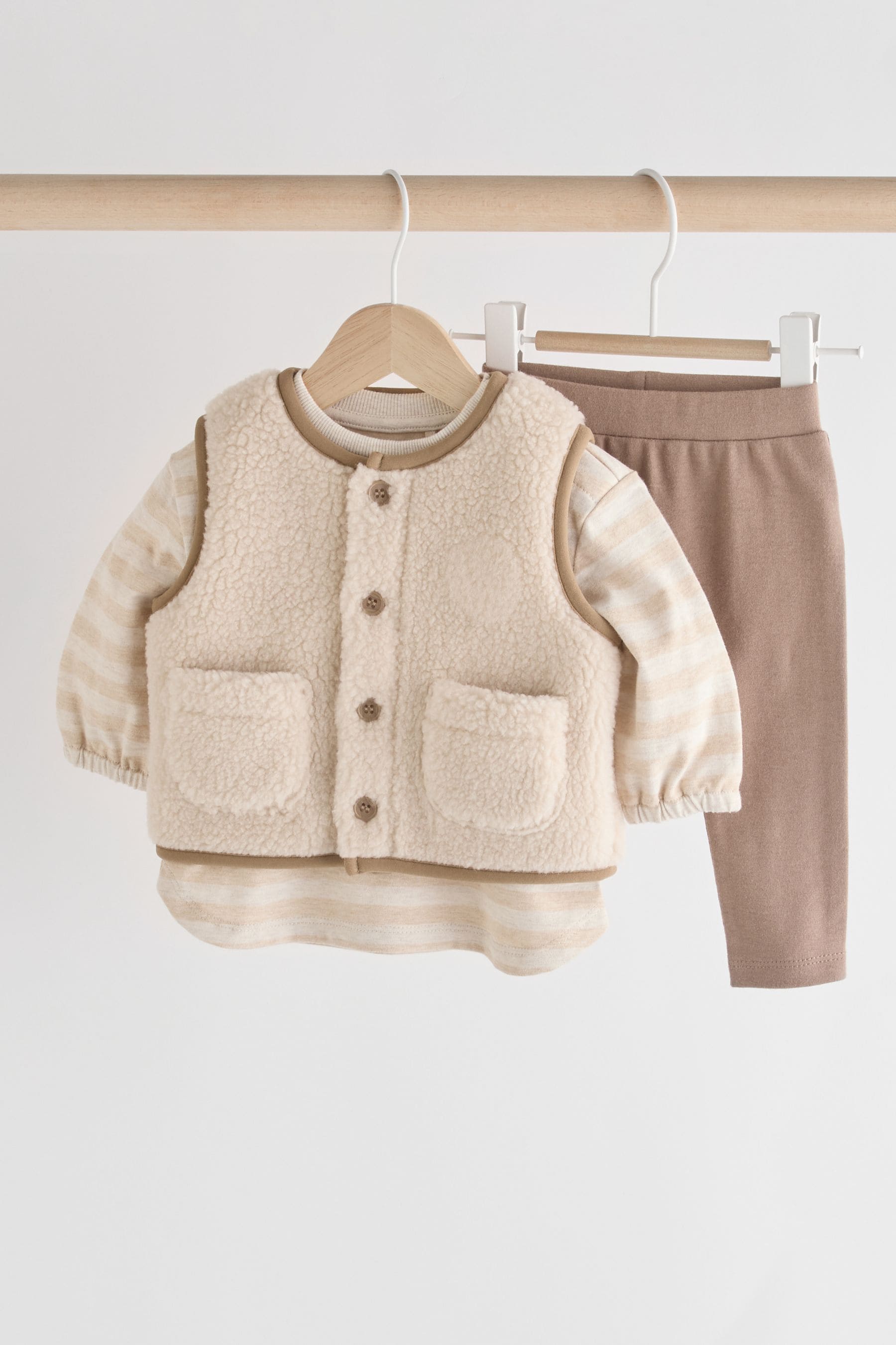 Neutral Cub Borg Baby Gilet Set (0mths-3yrs)