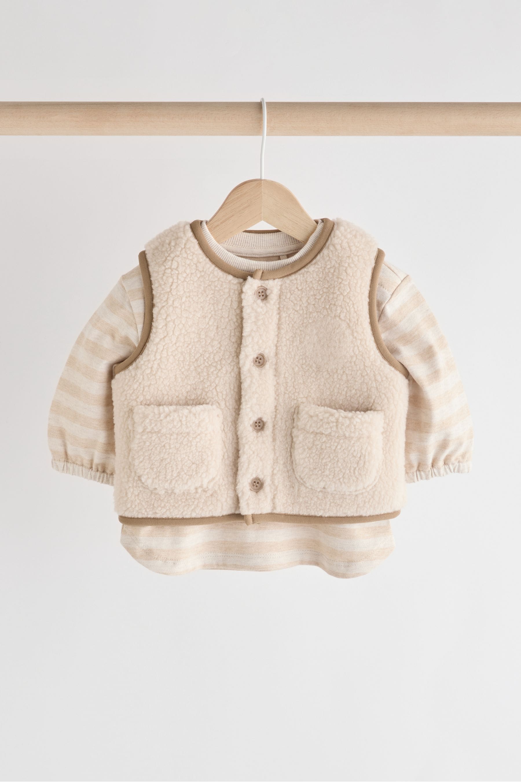 Neutral Cub Borg Baby Gilet Set (0mths-3yrs)