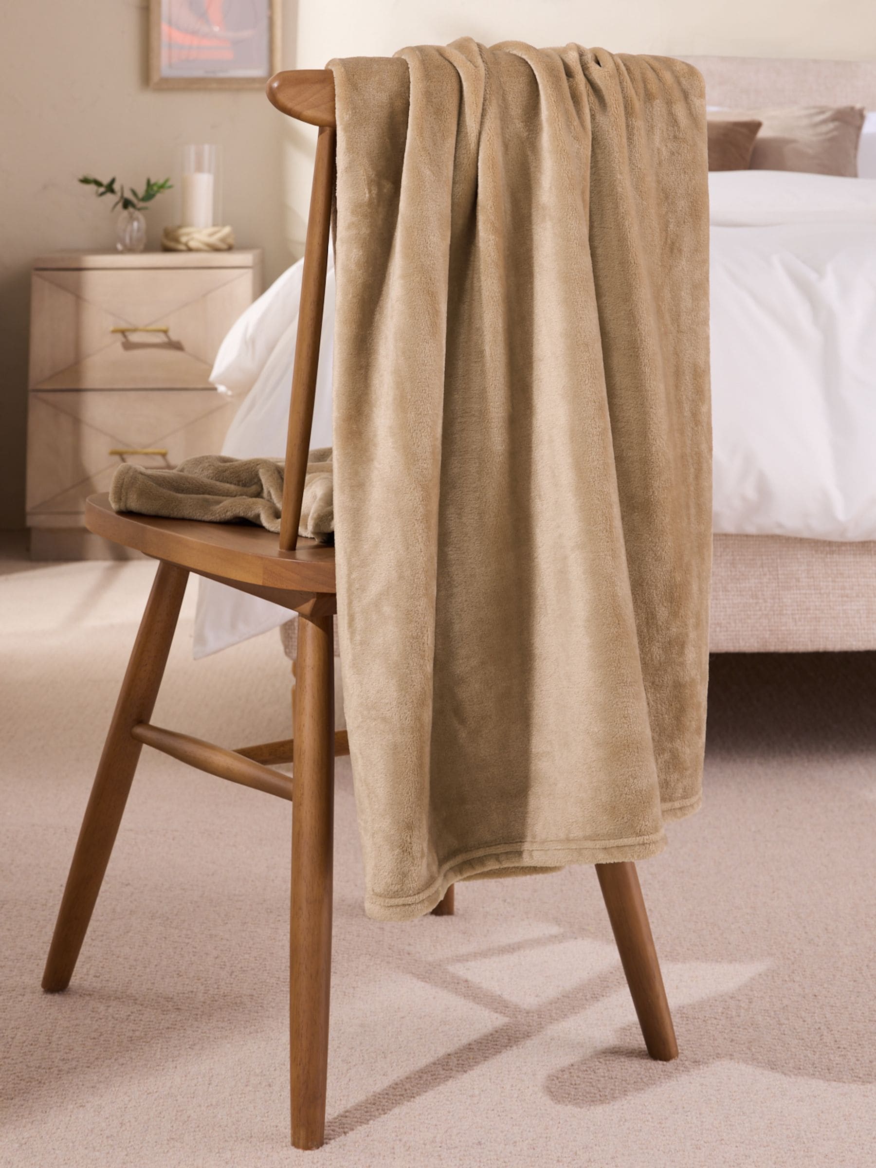 Mink Brown Plush Fleece Throw