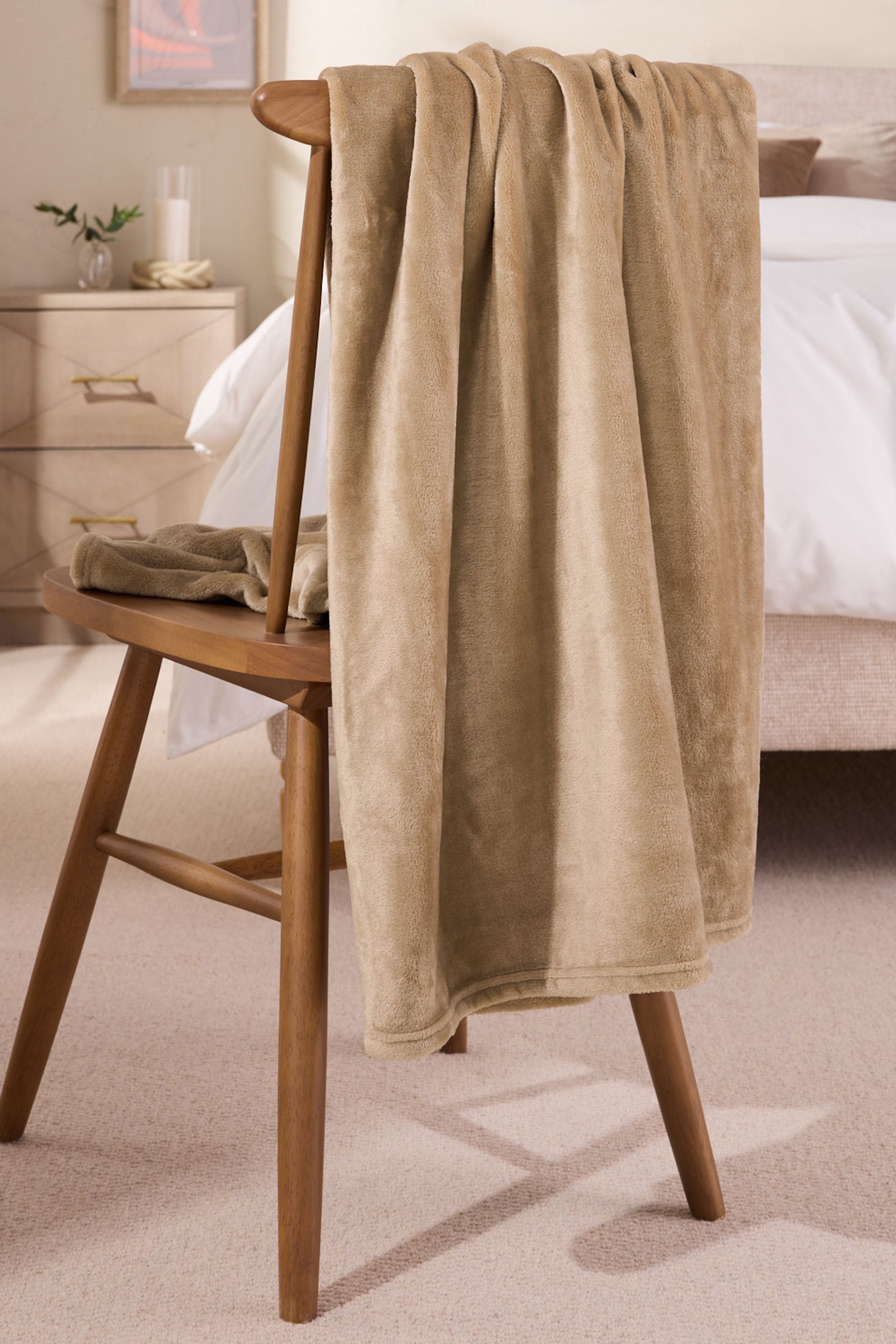 Mink Brown Plush Fleece Throw