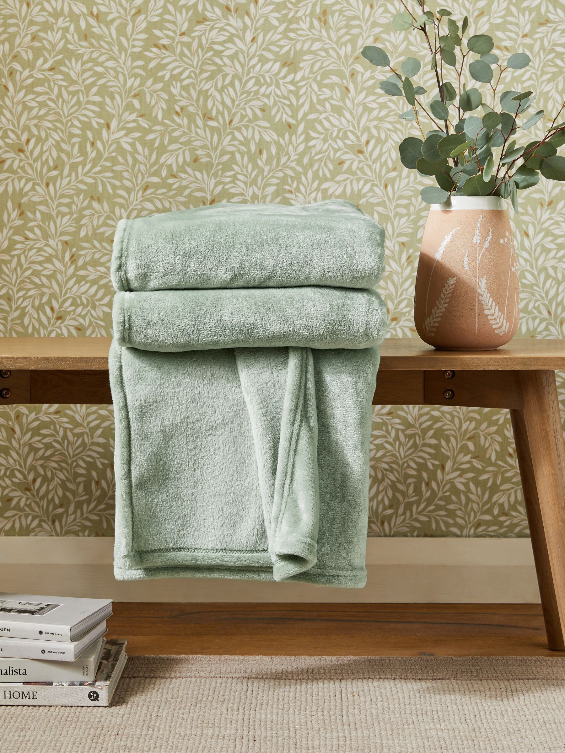 Sage Green Plush Fleece Throw