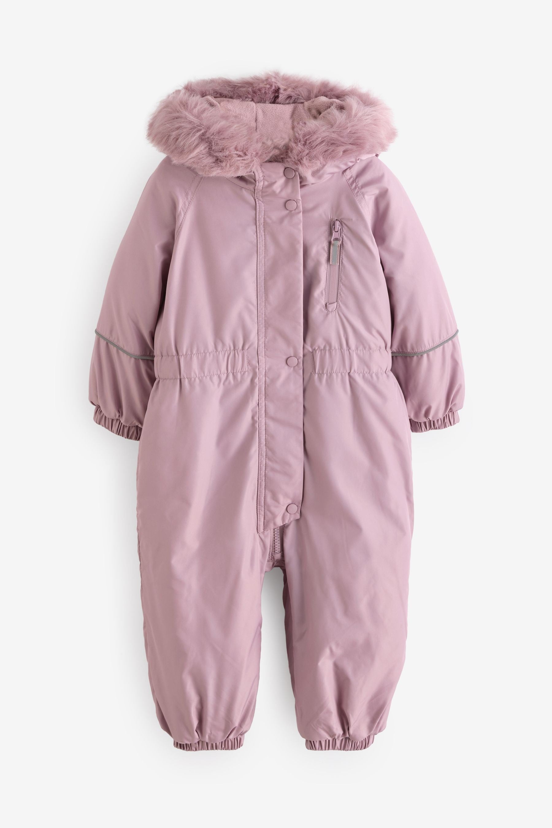 Pink Shower Resistant Faux Fur Trim Snowsuit (3mths-7yrs)