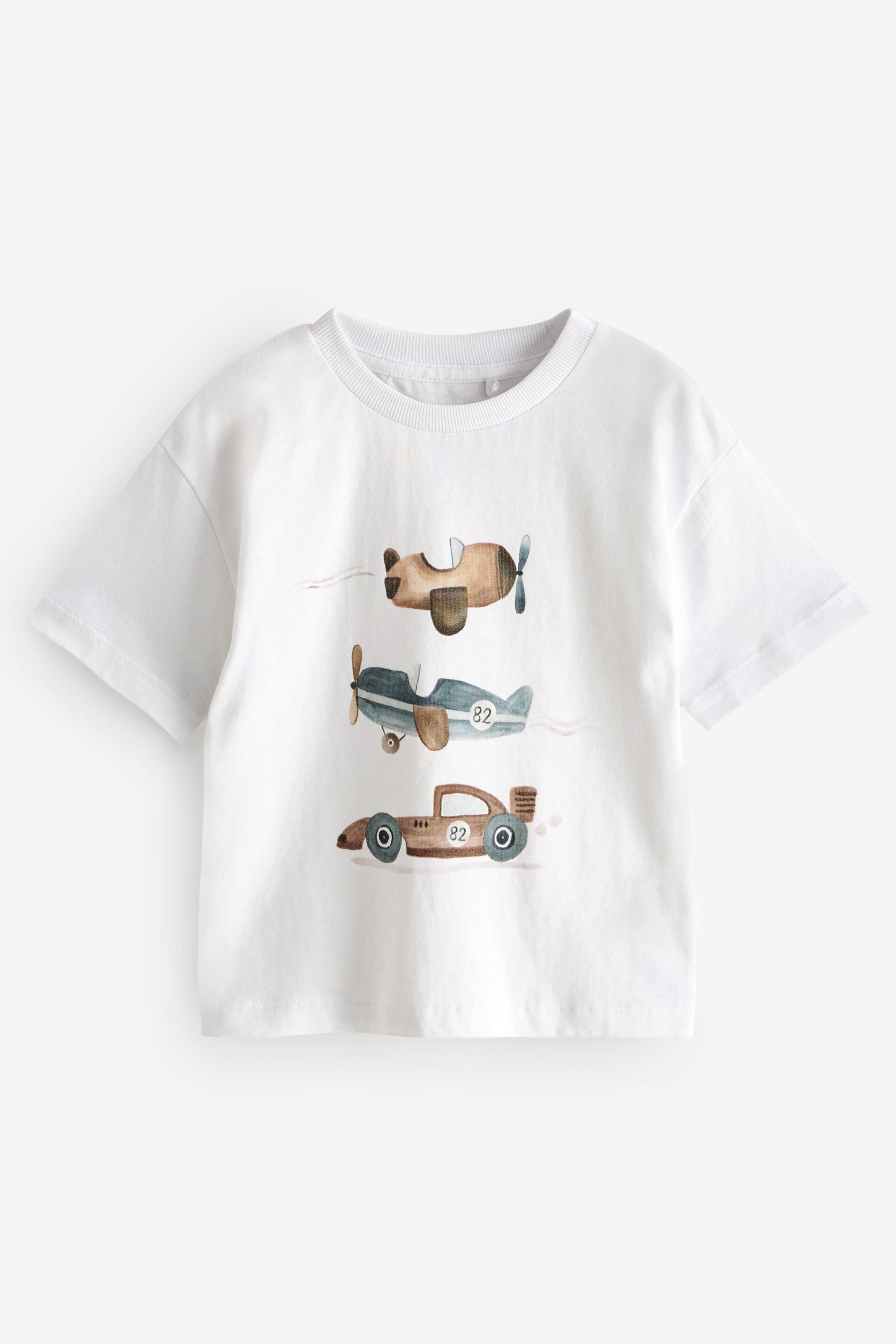 White Transport Short Sleeve T-Shirt (3mths-7yrs)