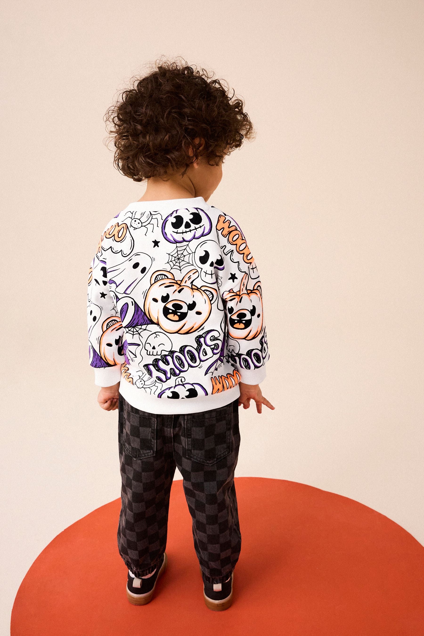 White/Purple Halloween Crew Neck Sweatshirt (3mths-7yrs)