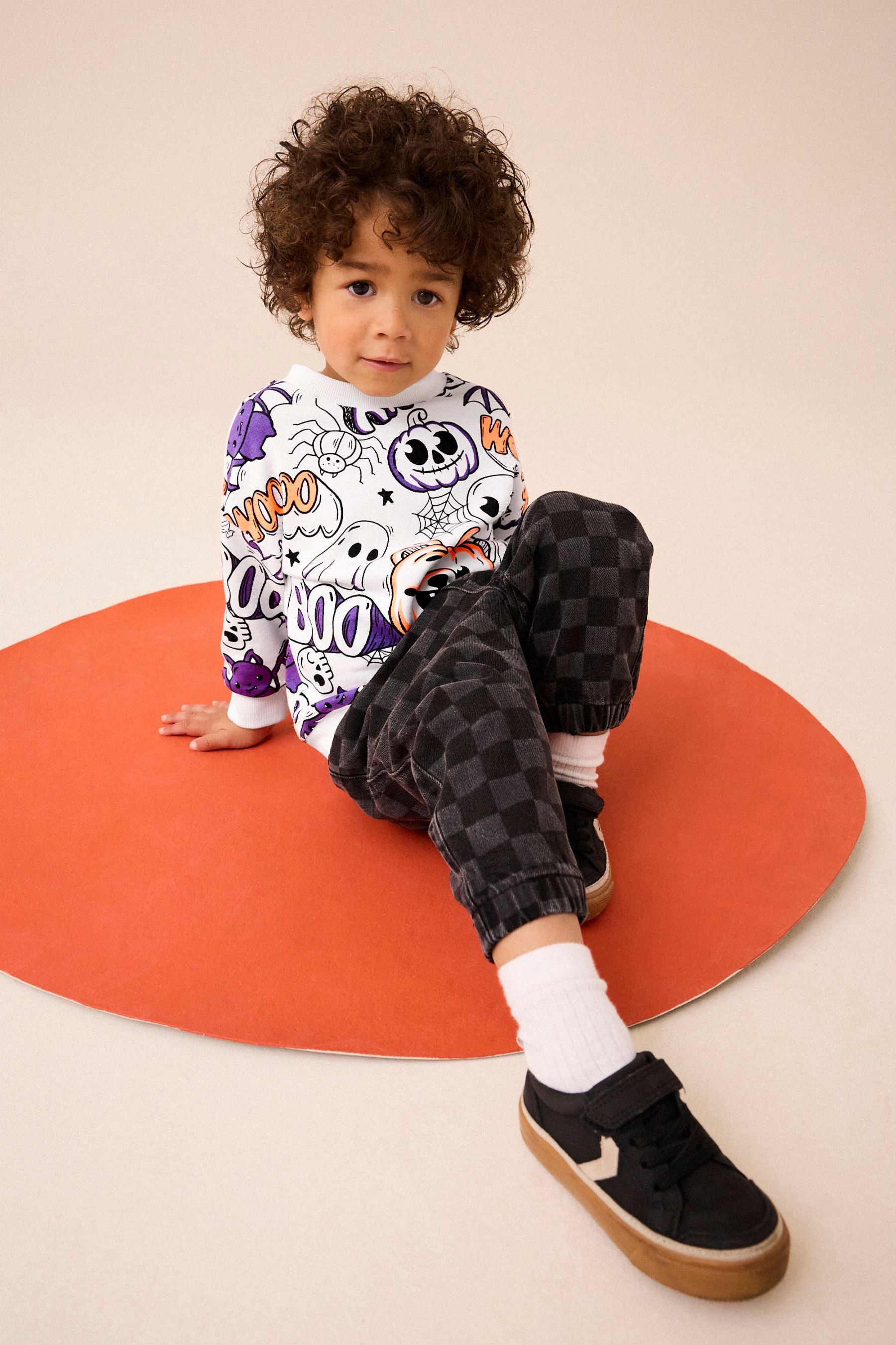 White/Purple Halloween Crew Neck Sweatshirt (3mths-7yrs)