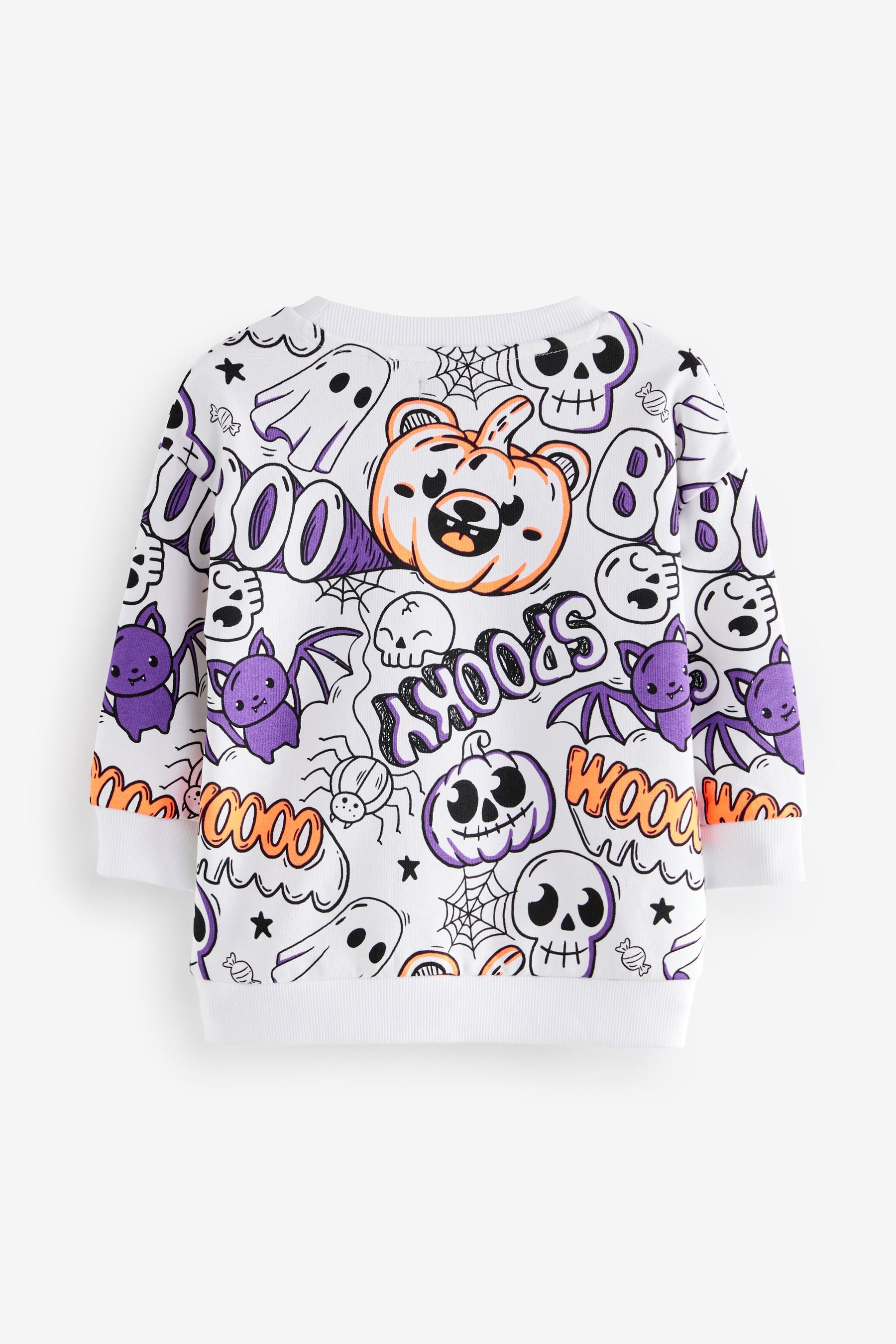 White/Purple Halloween Crew Neck Sweatshirt (3mths-7yrs)