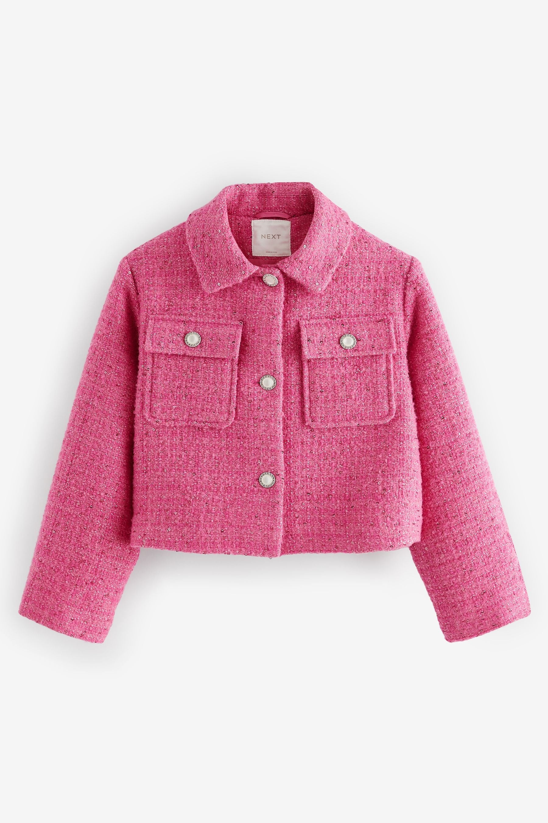 Pink Crop Wool Blend Sparkle Coat (3-16yrs)